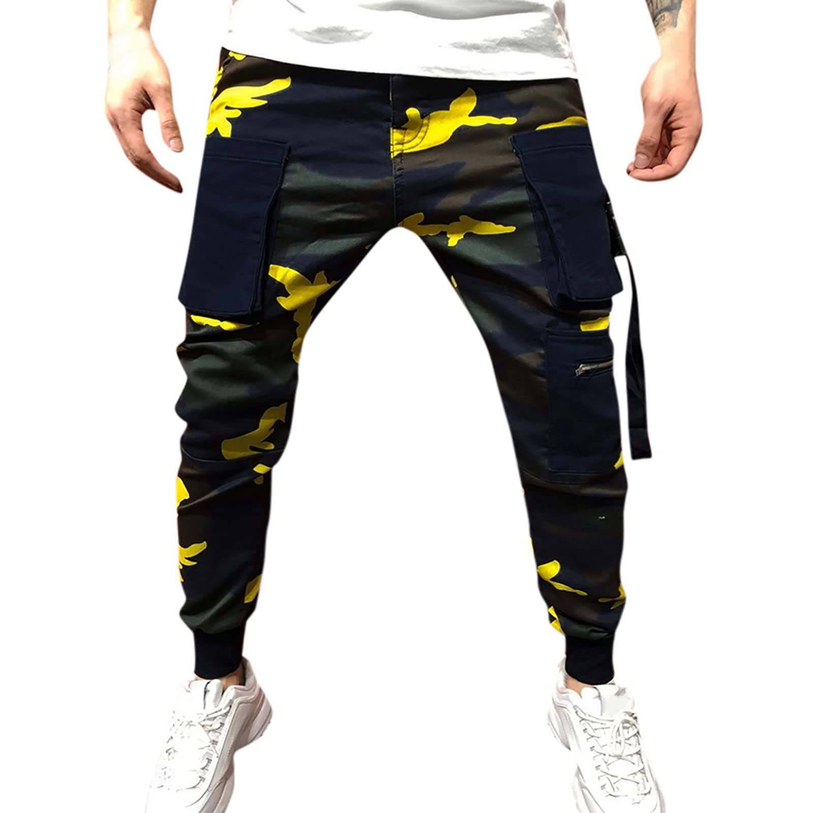 Men's Camouflage Cargo Pants - Outdoor Casual Long Pants with Pockets & Lining for Hiking, Beach & Streetwear | Durable Fashion Trousers for Adventure & Everyday Wear