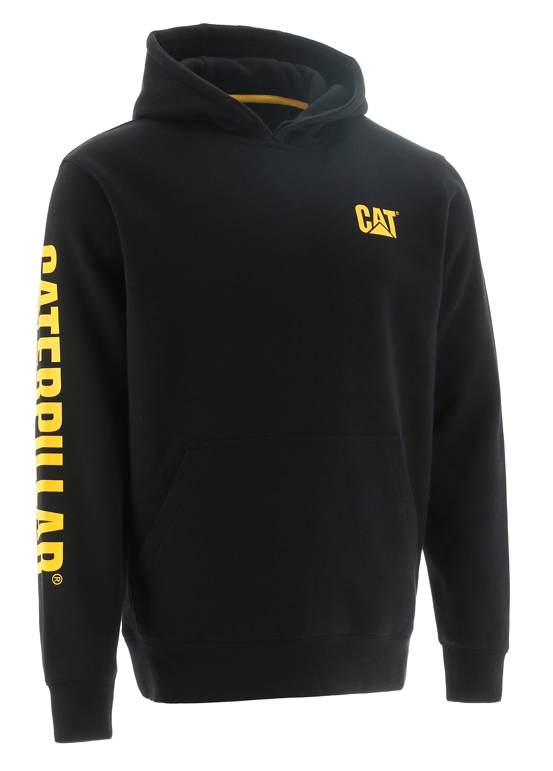 Caterpillar Men's Big & Tall Hooded Sweatshirt with Trademark Logo - Warm Fleece Pullover for Outdoor Work & Casual Wear
