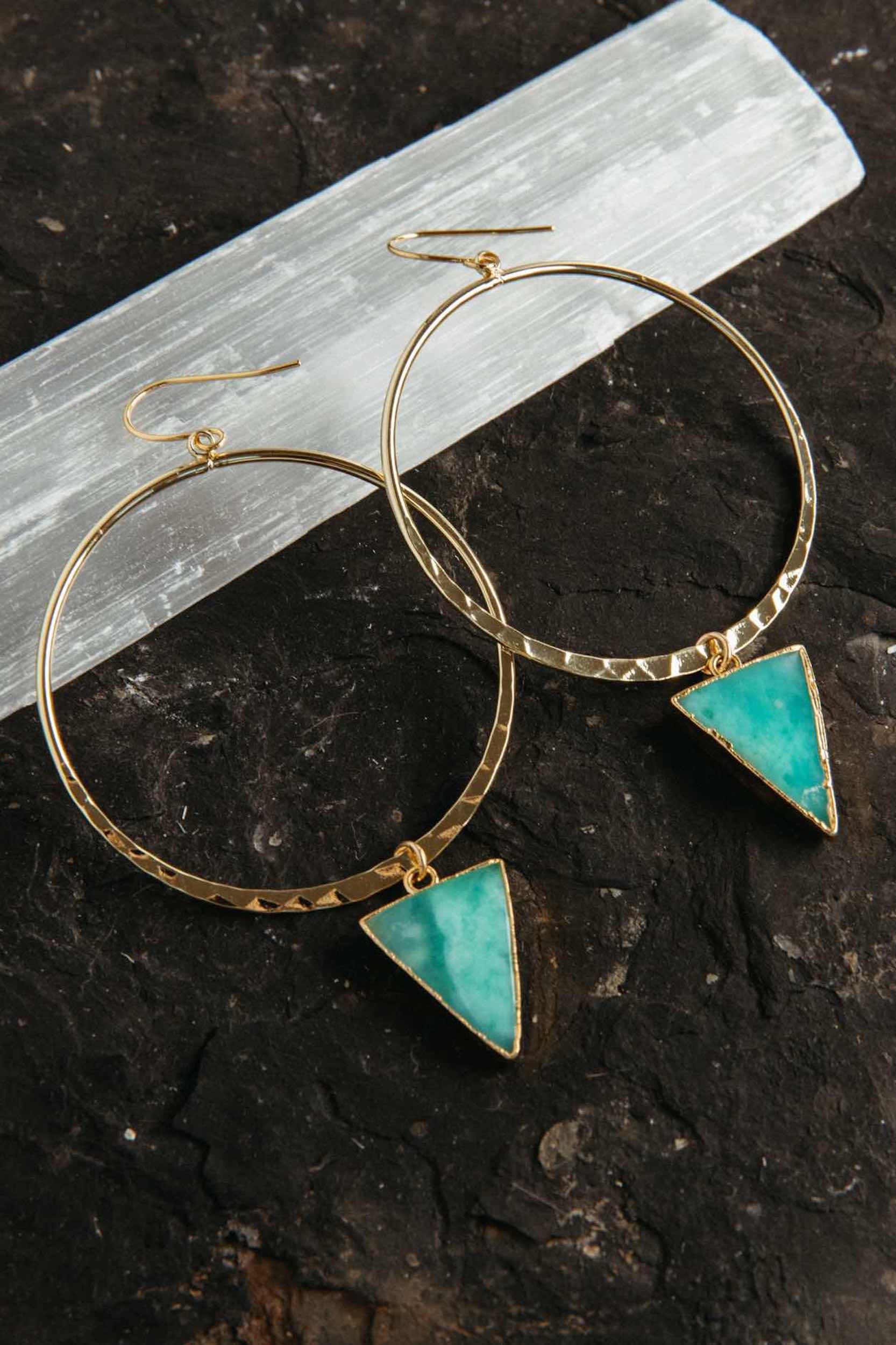 Chrysoprase Abundance Gold Hoop Earrings for Women - 14K Gold Plated Healing Crystal Jewelry - Perfect for Everyday Wear, Gifts & Spiritual Healing