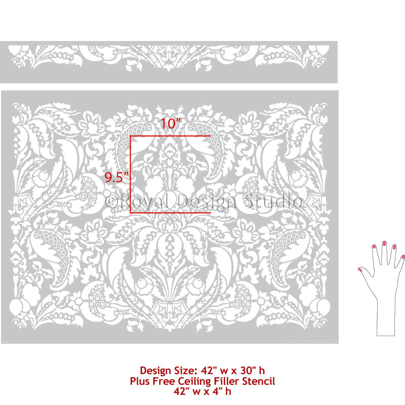 Upscaled Isadora Damask Wall Stencil - Reusable DIY Painting Template for Home Decor, Accent Walls, and Furniture Upcycling - Perfect for Bedrooms, Living Rooms, and Craft Projects