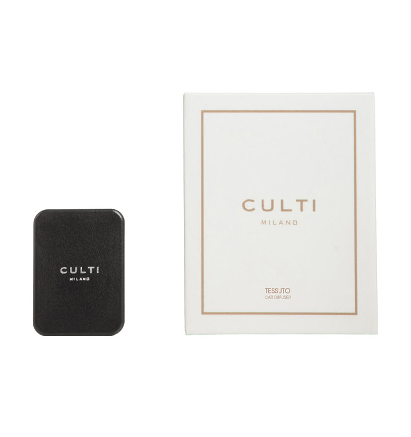CULTI MILANO Luxury Car Diffuser in Black Leather & Fabric - Premium Car Air Freshener for Home & Office Aromatherapy