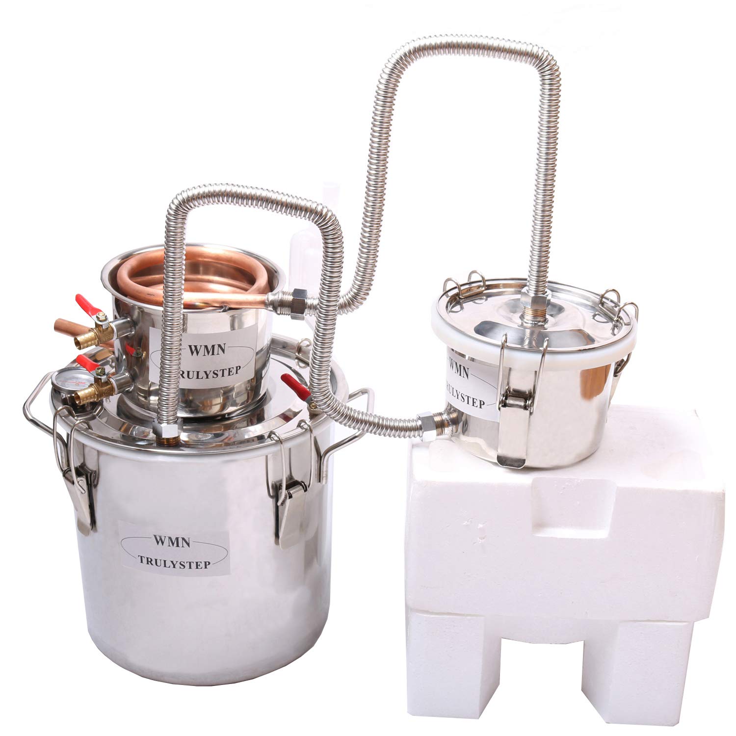YUEWO 3-Pot 8 Gallon (30L) Copper Alcohol Distiller Kit - DIY Home Brewing Equipment for Whiskey, Brandy & Wine Making with Thumper Keg | Perfect for Craft Distilled Spirits, Purified Water & Homemade Moonshine