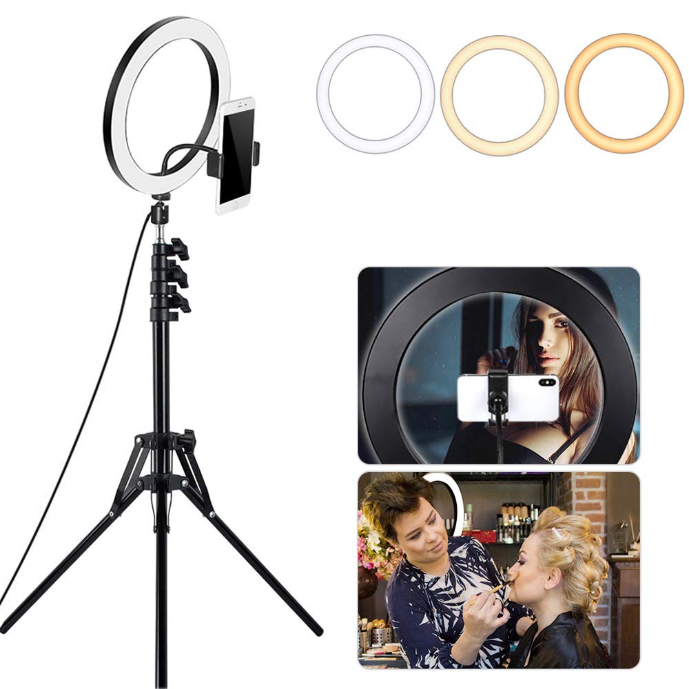 Selfie Ring Light with Stand & Phone Holder - Mini LED Camera Light for Live Streaming, Makeup, YouTube Videos | Portable Tripod Included for Perfect Lighting Anywhere