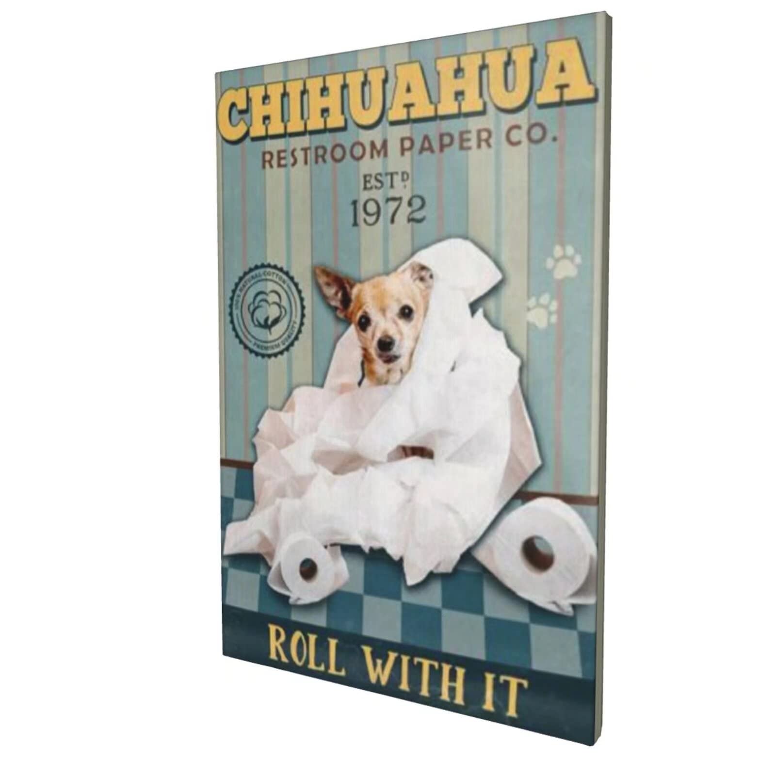 Chihuahua Dog Wall Art - Funny Puppy Canvas Print for Bathroom Decor, Modern Home & Office Decor, 20x24 Inch (50x60cm) - Perfect for Pet Lovers' Restroom, Living Room or Bedroom Wall Decoration