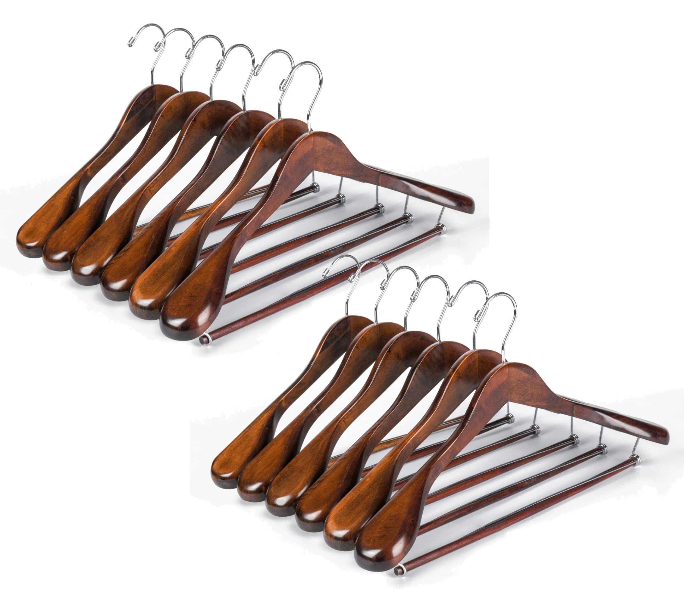 Premium 30-Pack Wooden Hangers with Swivel Hook - Heavy Duty Wide Shoulder Closet Hangers for Jackets, Coats & Dresses (Supports 20lbs) - Ideal for Wardrobe Organization & Luxury Garment Storage