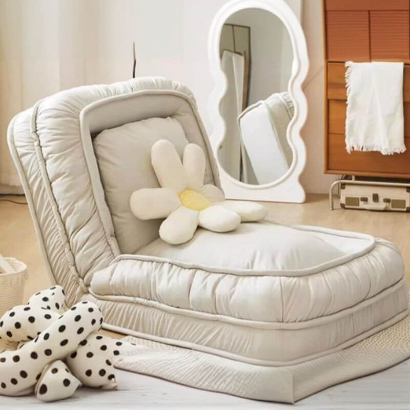 Stylish White/Rose Reclining Lounge Chair with Cushioned Back & Removable Slipcover - Perfect for Living Room, Bedroom or Patio Relaxation