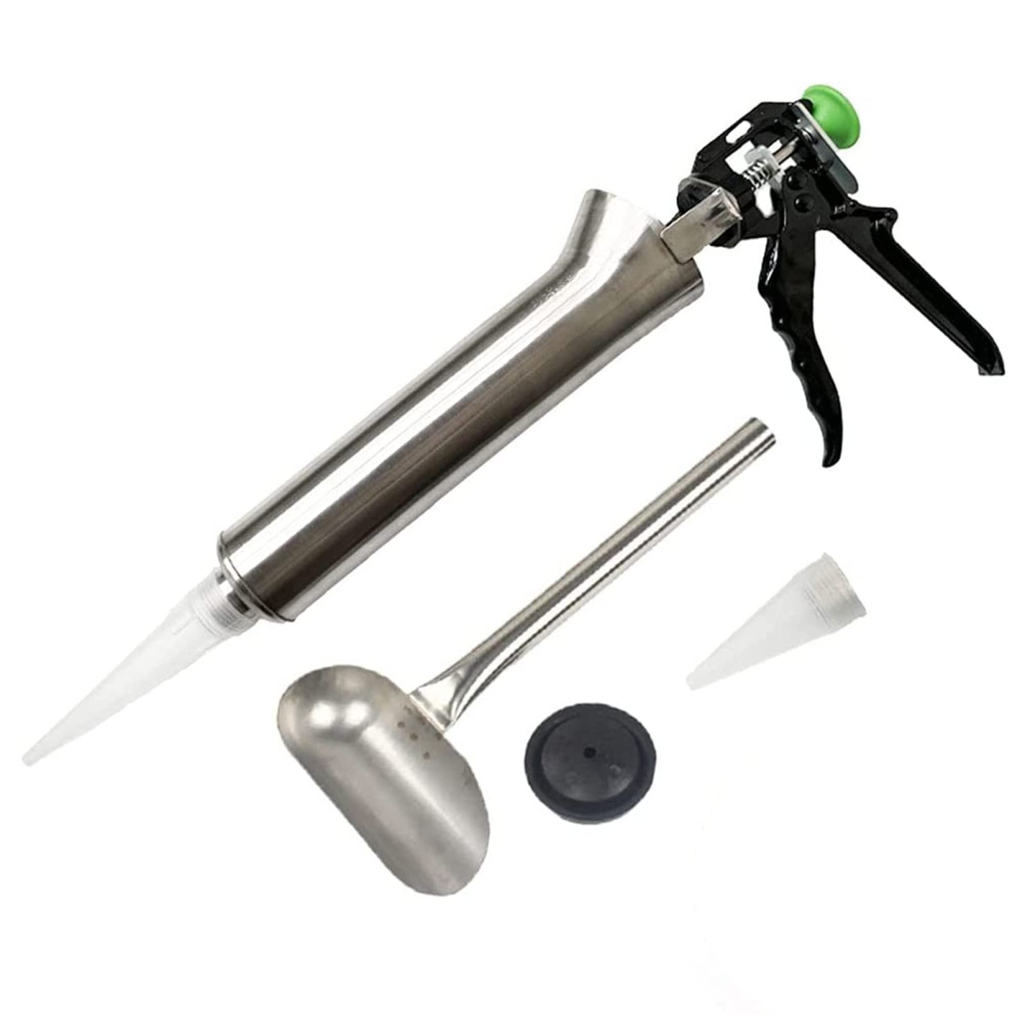 Stainless Steel Caulking Gun with 2 Nozzles - DIY Grouting Tool for Cement & Mortar