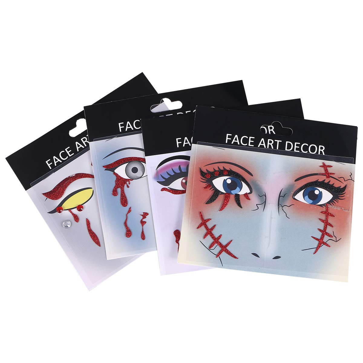 KESYOO 4pcs Scary Bloody Face Stickers - Halloween Eye Stickers for Costume Party, Cartoon Face Decals, Spooky Hanging Decor - Perfect for Halloween Parties, Haunted Houses & Trick-or-Treating