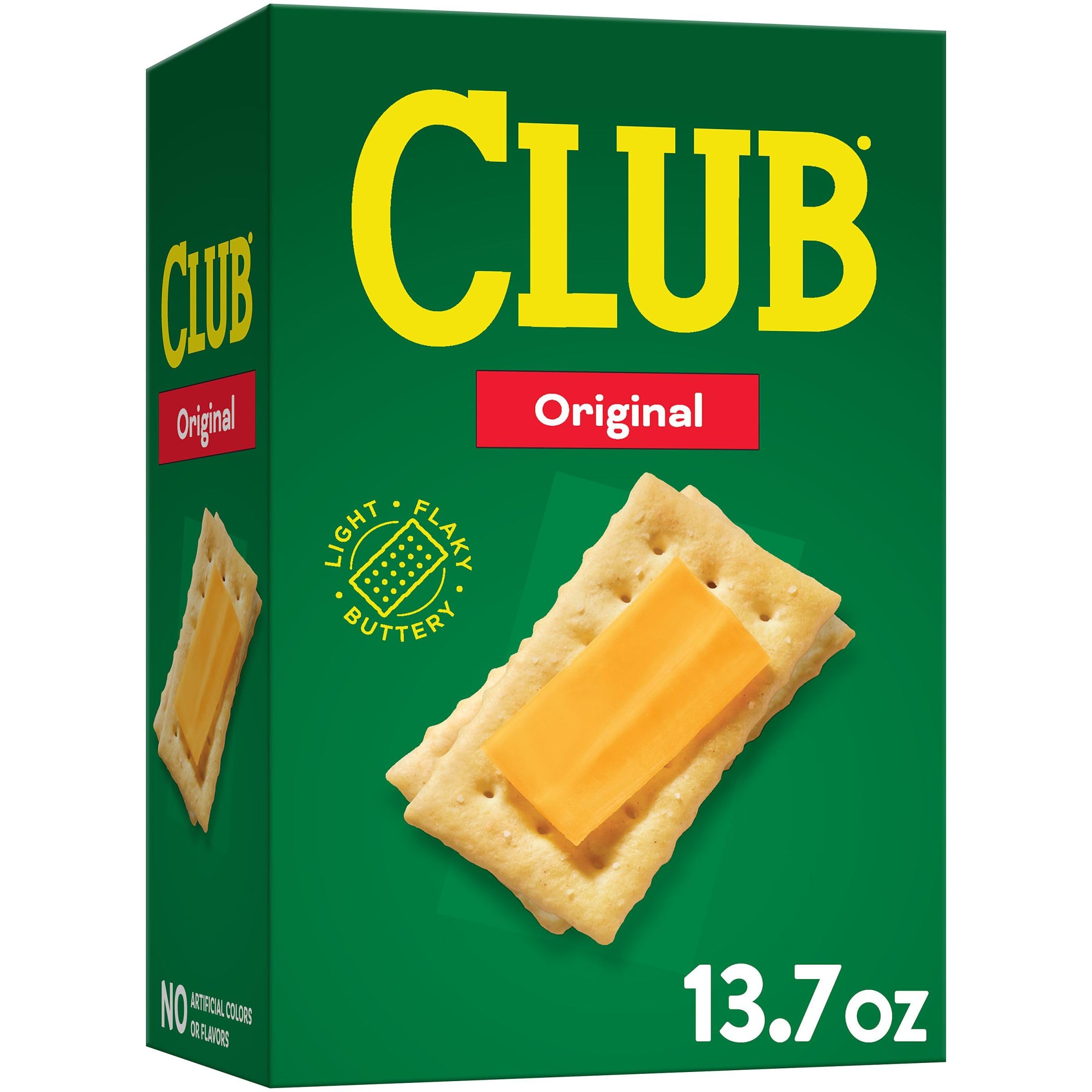 Original Club Crackers - 13.7oz Box (Pack of 1) | Classic Snack Crackers for Parties, School Lunches & Office Snacks | Perfect with Cheese, Dips & Charcuterie Boards