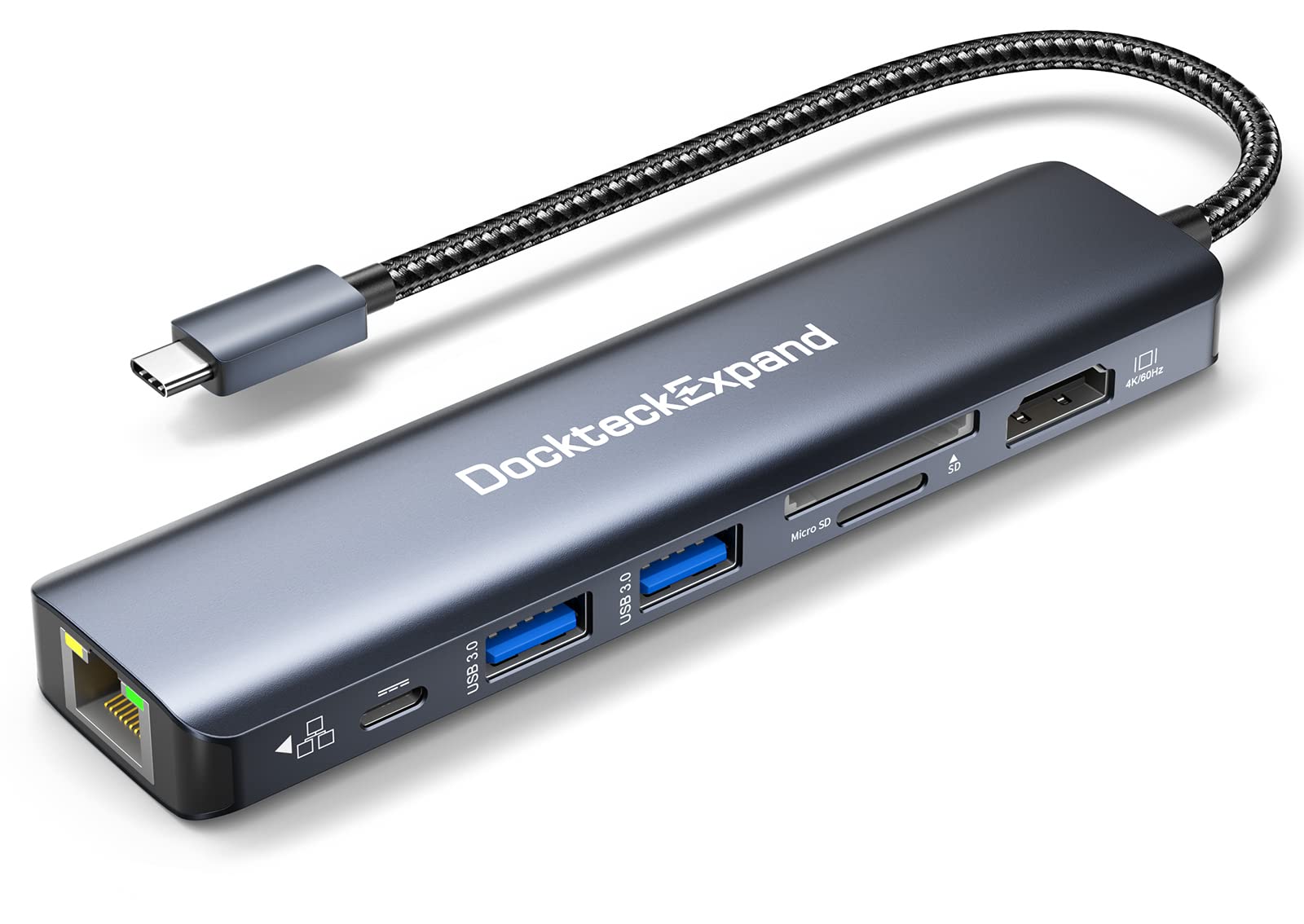 7-in-1 USB C Hub Multiport Adapter with 4K 60Hz HDMI, 1Gbps Ethernet, 100W PD Charging, 2 USB 3.0 Ports & SD/TF Card Readers - Compatible with MacBook Pro/Air, iPad Pro, Surface, Steam Deck - Perfect for Work, Gaming & Travel Connectivity