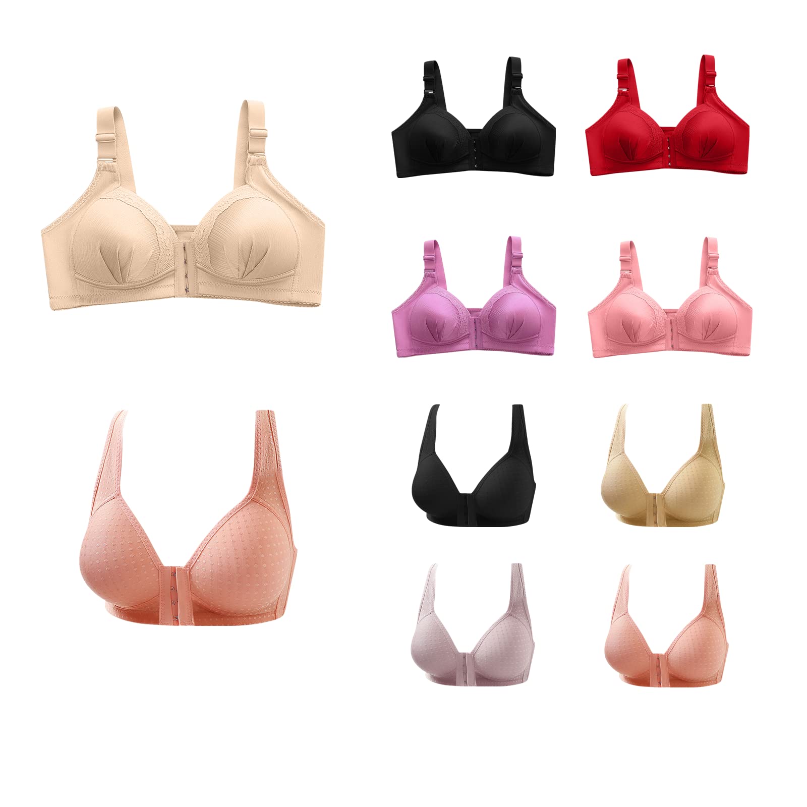 Wirefree Front Close Bras for Women - Full Coverage Comfort, No Wire Push Up Bralette - Plus Size Smooth Back Sports Bra - Perfect for Yoga, Gym & Everyday Wear
