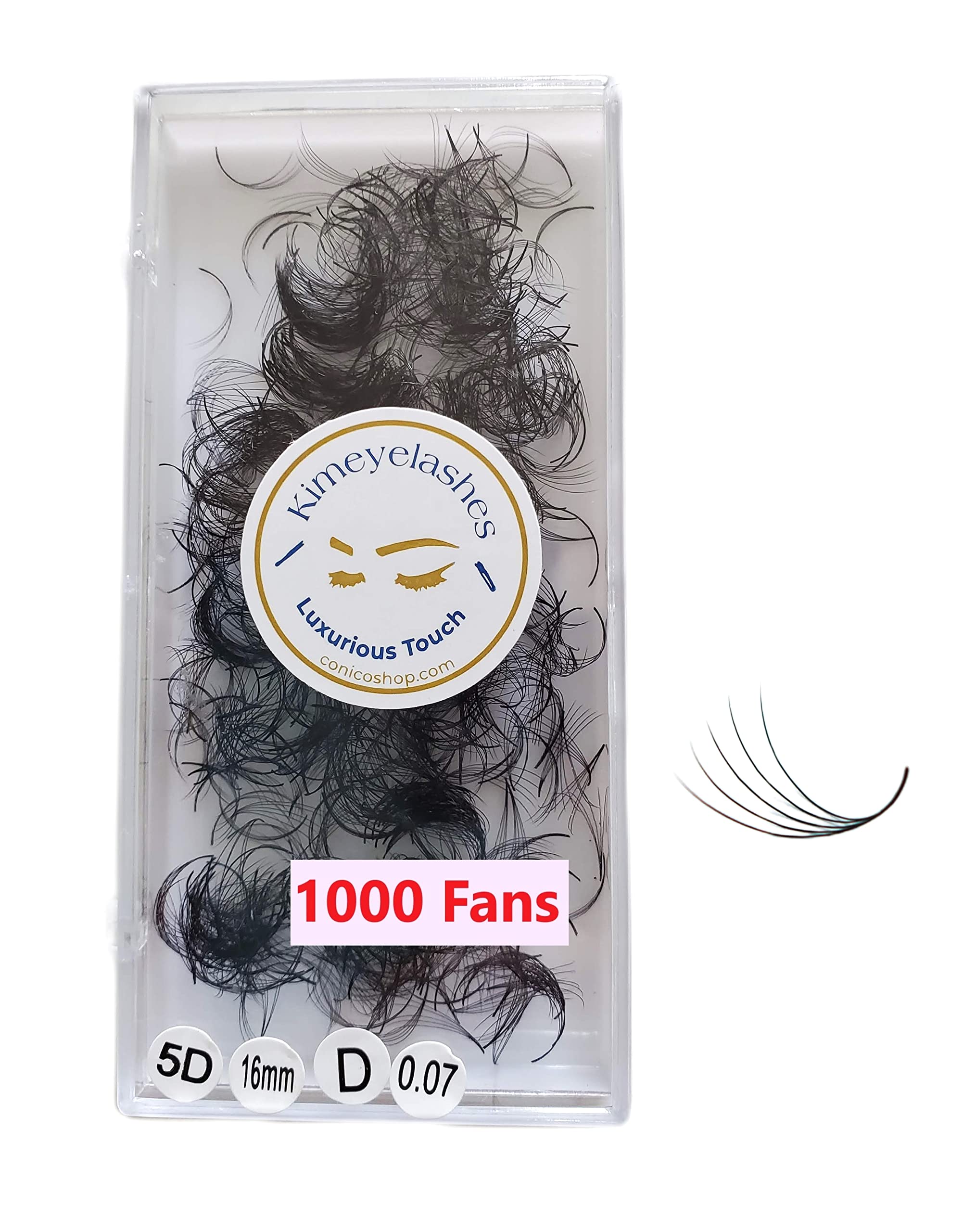 5D 1000 Premade Volume Eyelash Fans - C & D Curl 0.07mm Handmade Russian Lash Extensions for Professional Use (5D, C Curl, 9mm) - Perfect for Salon, Bridal & Special Occasion Makeup