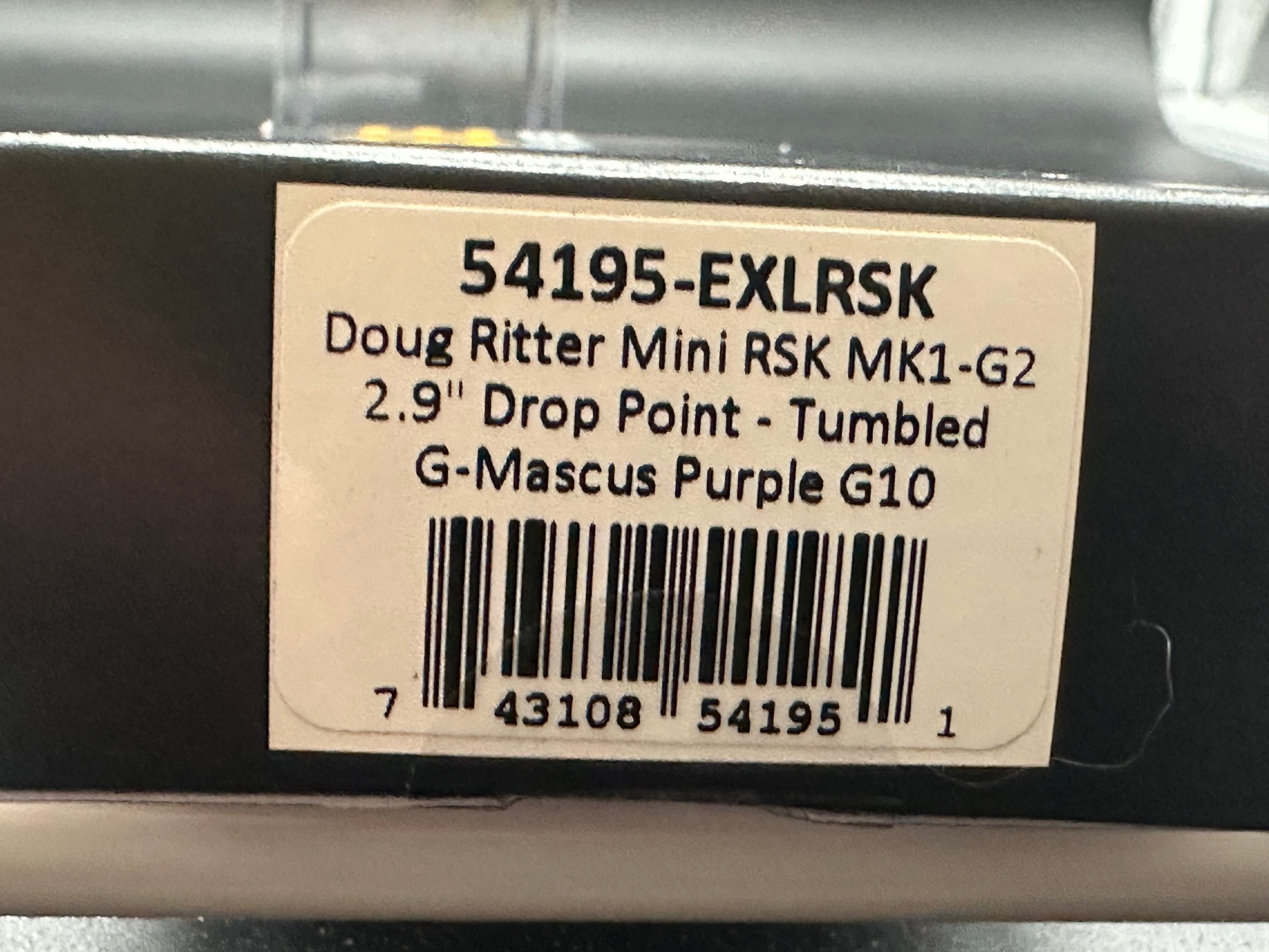 Hogue Doug Ritter Mini RSK MK1 G2 Knife - Exclusive Mascus Purple G10 Handle & Stonewashed Blade - Perfect for EDC, Outdoor Adventures, and Tactical Use