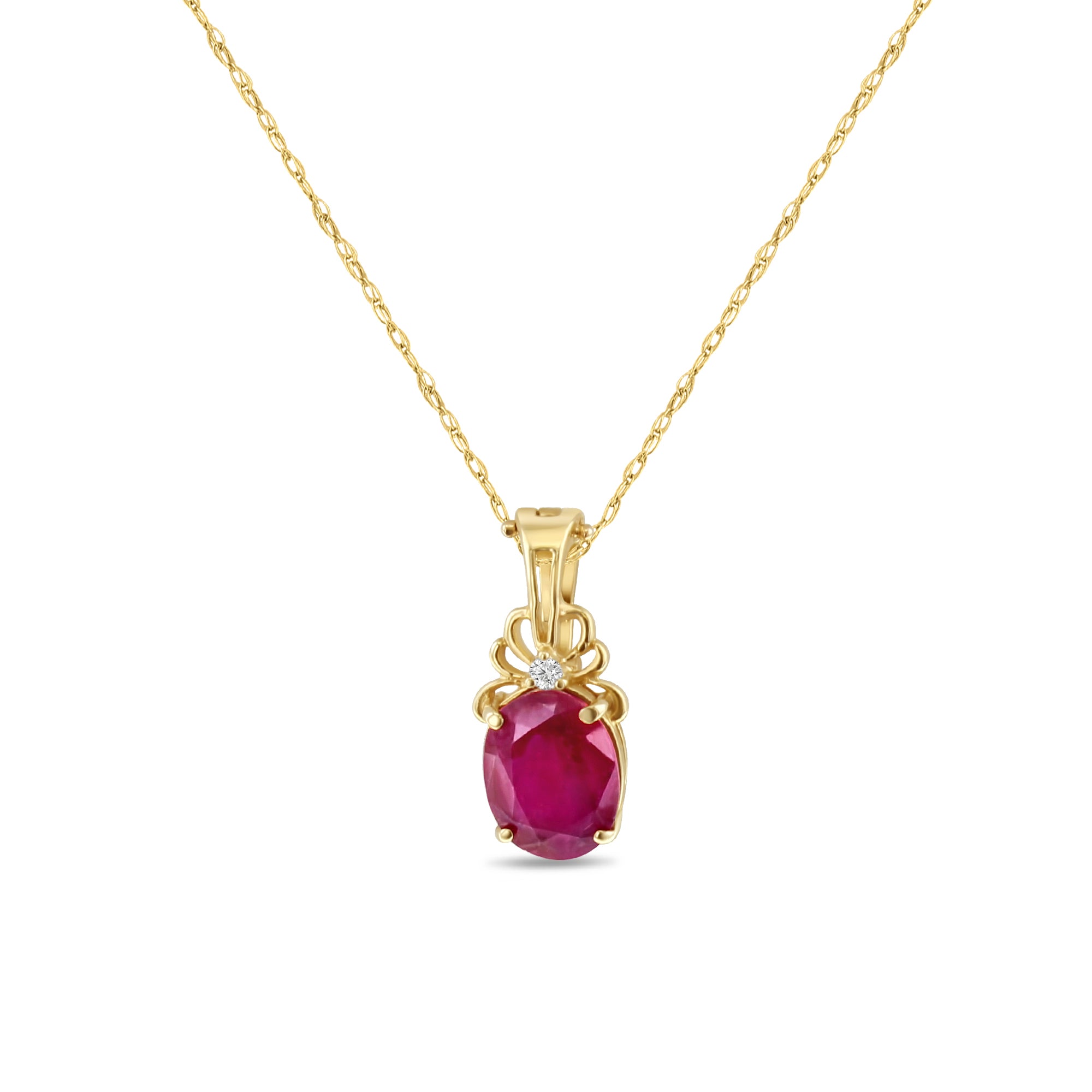 14K Yellow Gold Oval Ruby Necklace - Genuine & Elegant Jewelry for Women, Perfect for Weddings, Anniversaries & Special Occasions