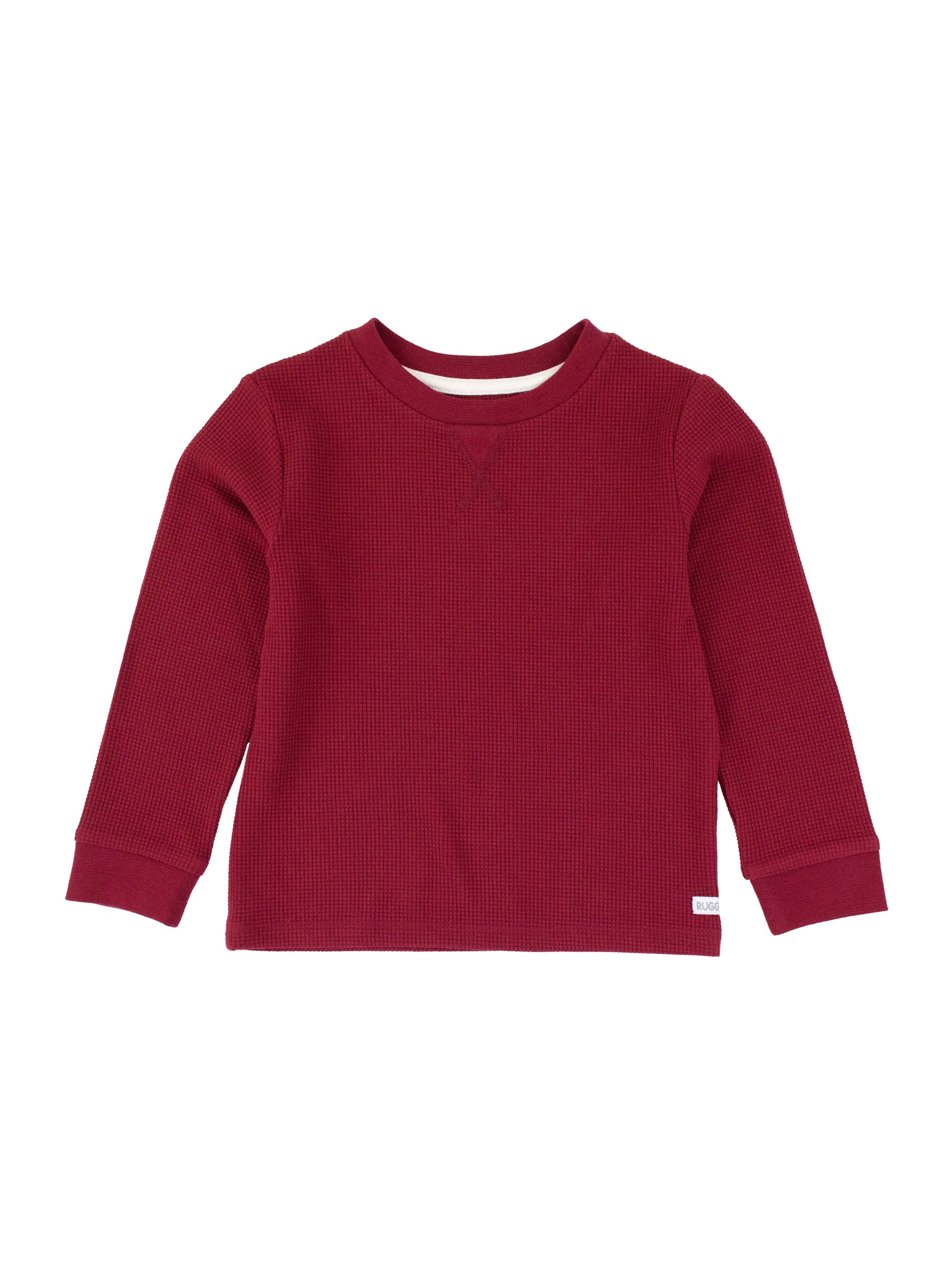 Dark Cherry Waffle Knit Long Sleeve Crewneck Sweatshirt for Women | Cozy Winter Loungewear & Casual Outfit