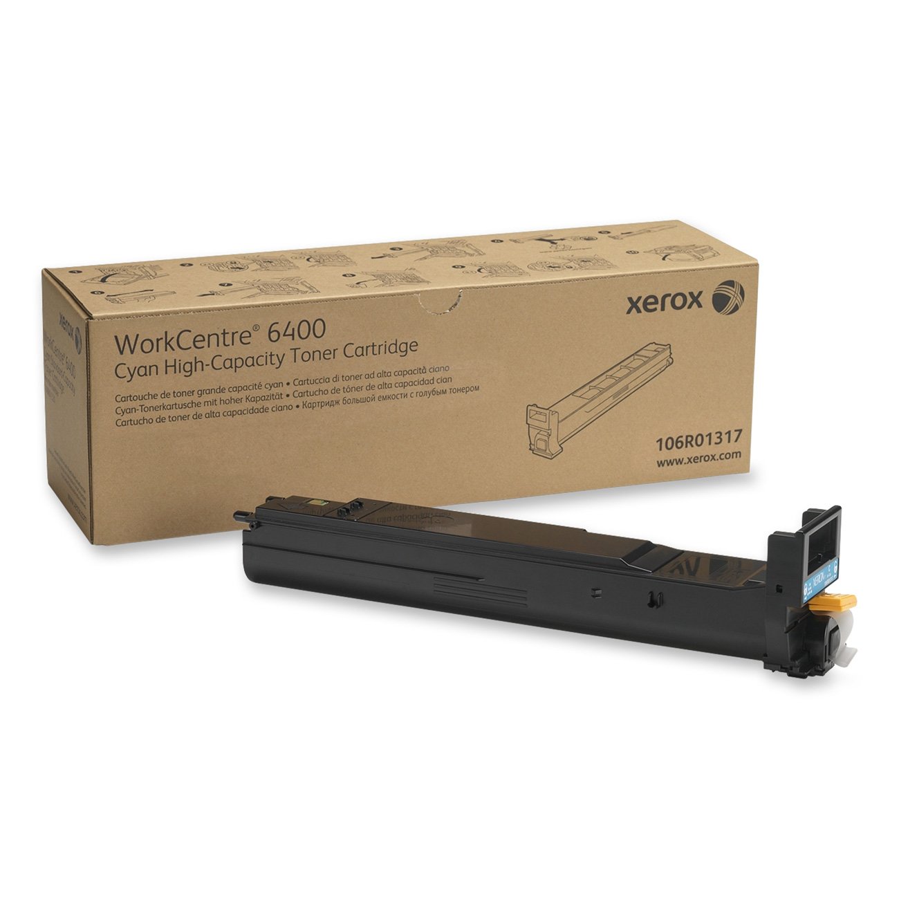 Xerox 106R01317 WorkCentre 6400 Cyan Toner Cartridge - High Yield Replacement for Office Printing | Retail Packaging | Ideal for Business Documents, Reports & Presentations