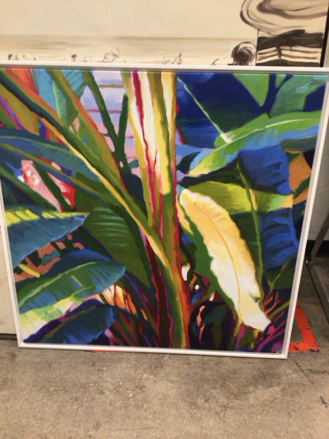 41 3/4 Square Baers Furniture Framed Tropical Print Canvas Wall Art - Perfect for Living Room, Bedroom & Beach House Decor
