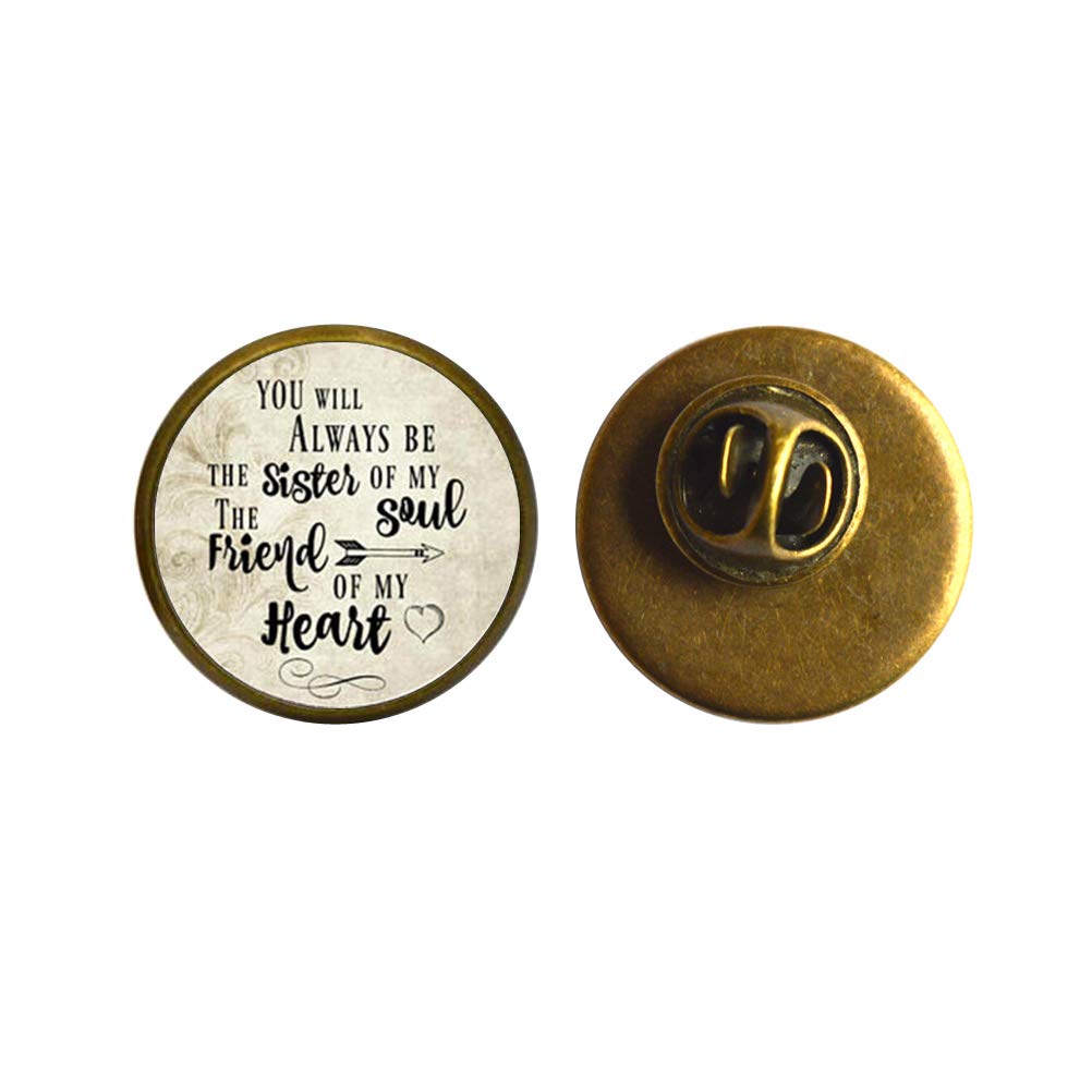 Inspirational Soul Sister Brooch - Best Friend Gift for Women, Sister Charm Pin, Heartfelt Keepsake for Besties, Birthday & Friendship Day Present - Perfect for Jewelry Box, Scrapbooking & Special Occasions