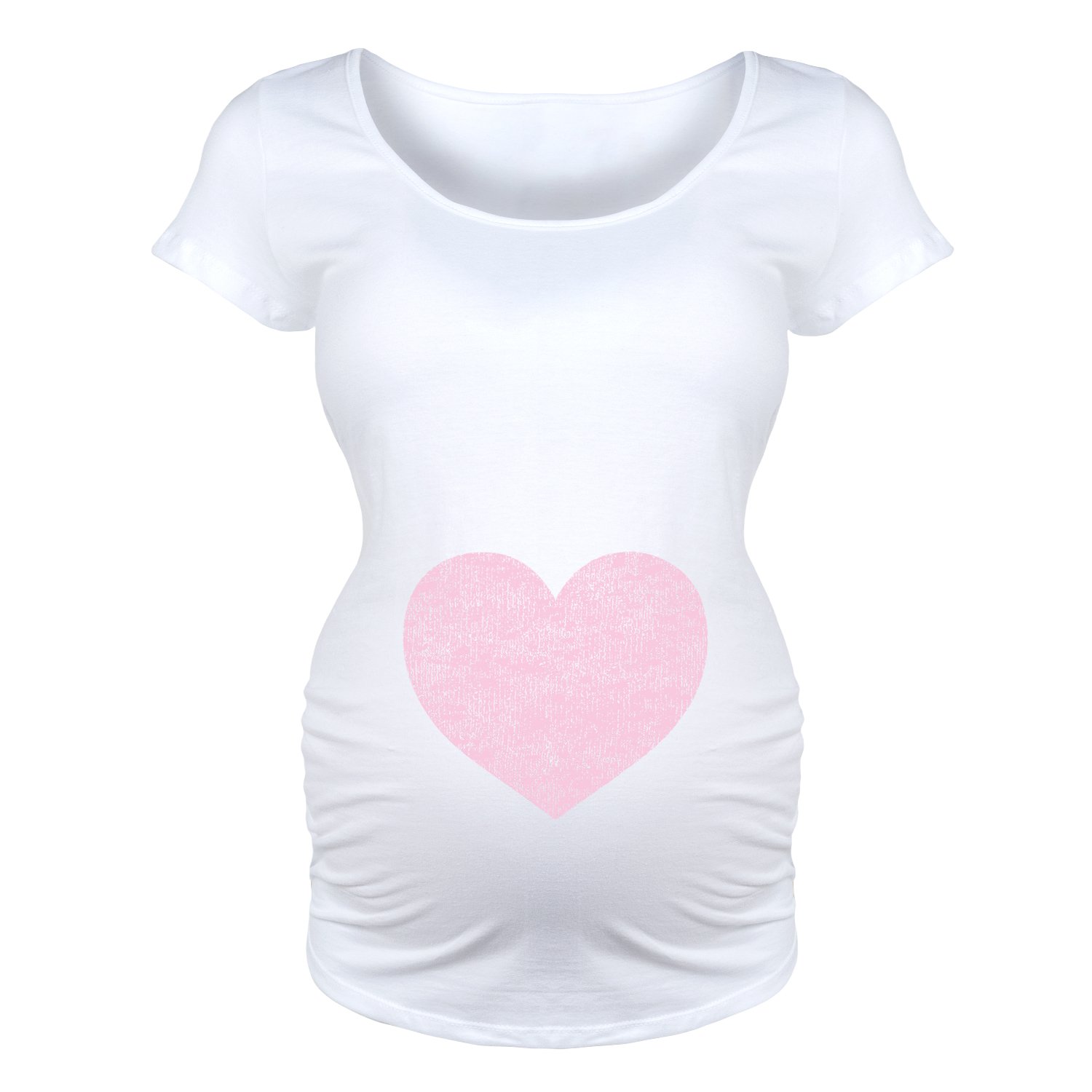 Bloom Maternity - Pink Heart Print Maternity Scoop Neck T-Shirt for Pregnancy - Soft Cotton Comfort Top for Expecting Moms - Perfect for Casual Wear, Baby Showers & Maternity Photos