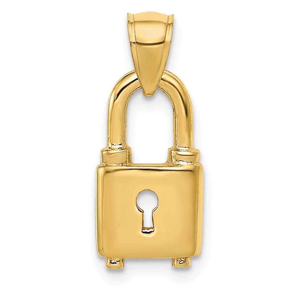 14k Yellow Gold Key Hole Lock Pendant - Elegant Necklace for Daily Wear