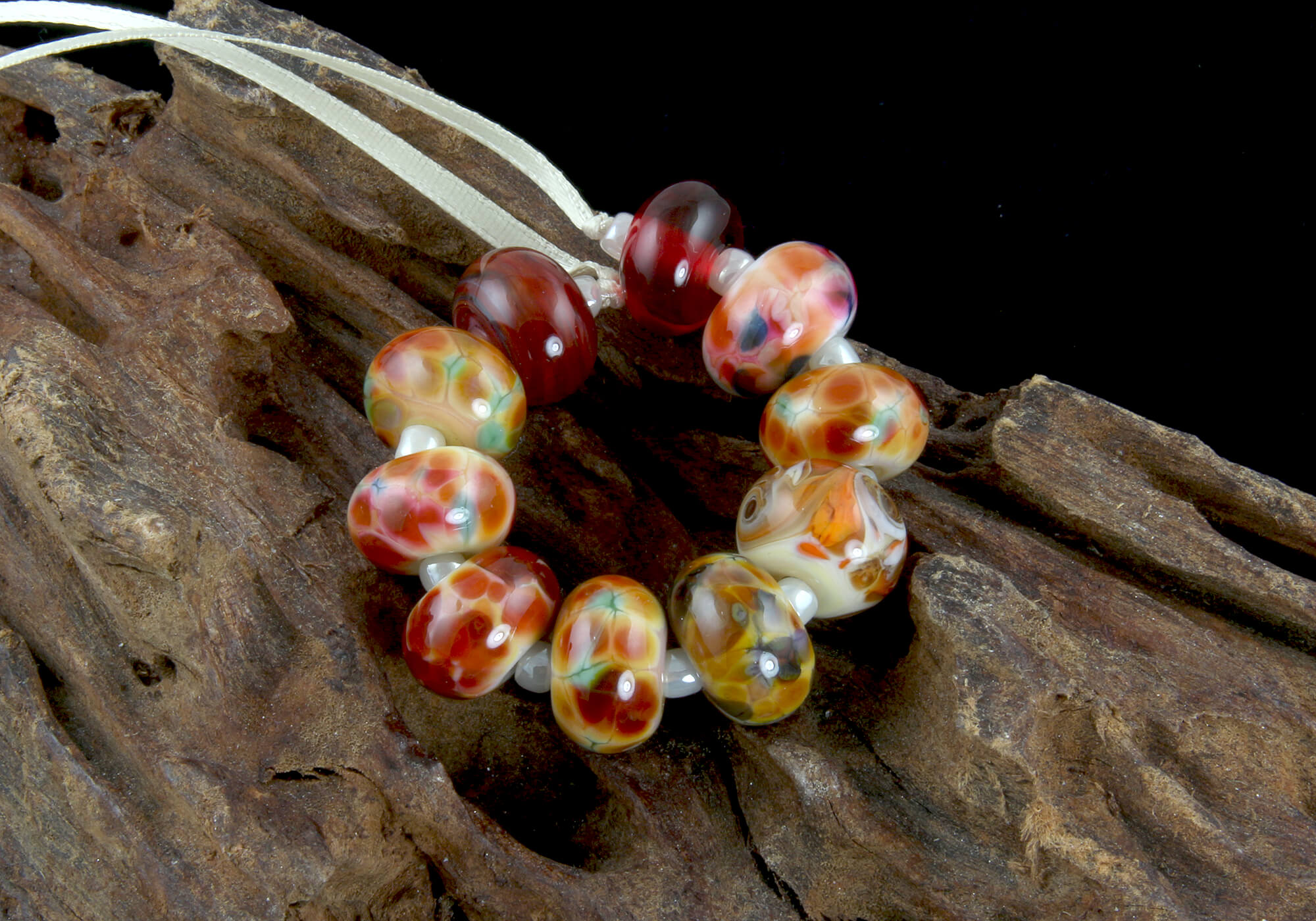 Red and Yellow Lampwork Glass Beads Set for Jewelry Making - DIY Bracelets, Necklaces, and Craft Projects | SRA Certified Orphan Beads