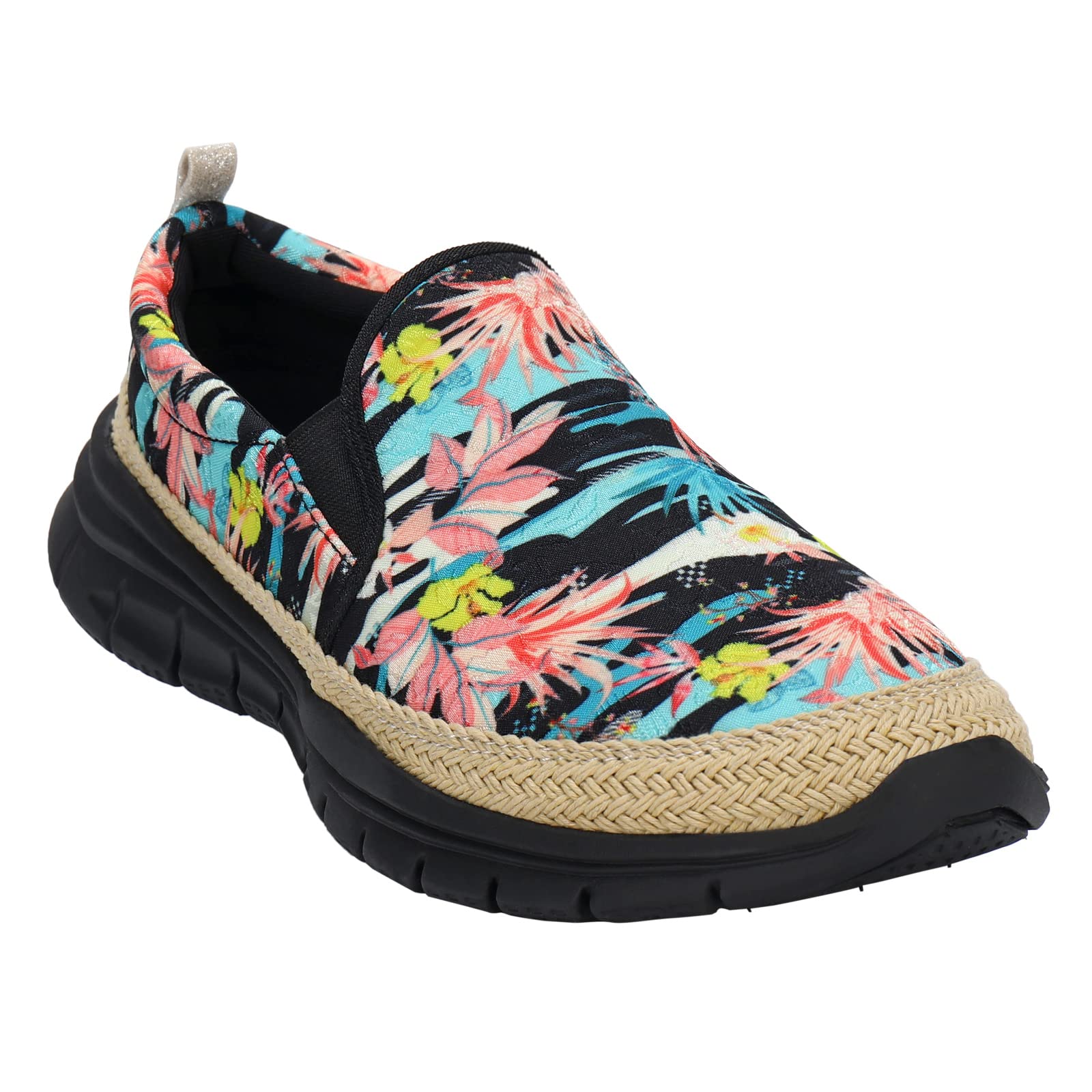 Women's Floral Sneakers with Arch Support - Slip On Loafers for Travel | Lightweight Comfort Walking Shoes for Women | Perfect for Casual Outfits, Work & Vacation