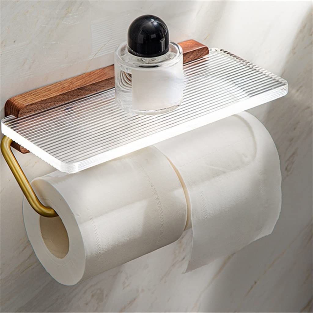 Acrylic Wall-Mounted Toilet Paper Holder & Towel Rack - Space-Saving Bathroom Storage Organizer (Small, White) - Perfect for Small Bathrooms, RVs & Apartments