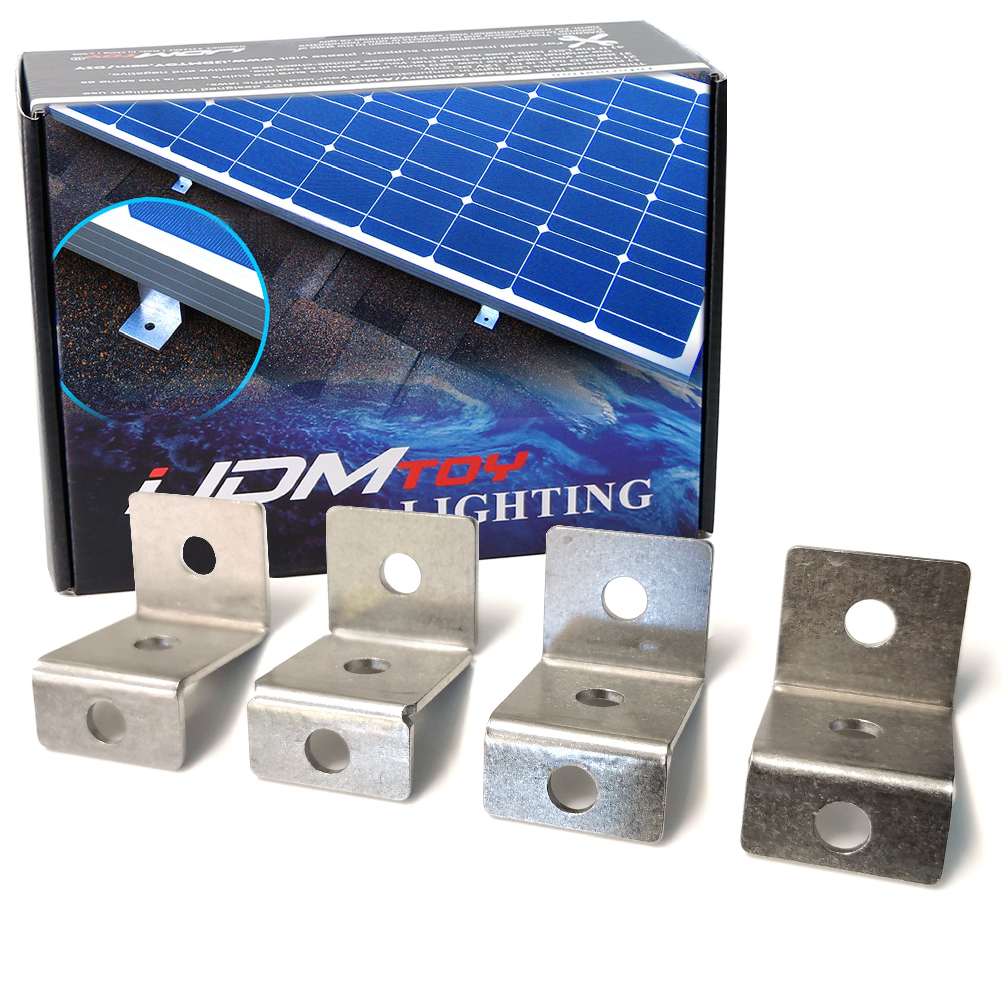 4-Piece Solar Panel Aluminum Z-Shape Mounting Brackets for RV, Boat & Flat Roof Installation - Heavy Duty, Weatherproof Solar Panel Mounts for Off-Grid Power Systems