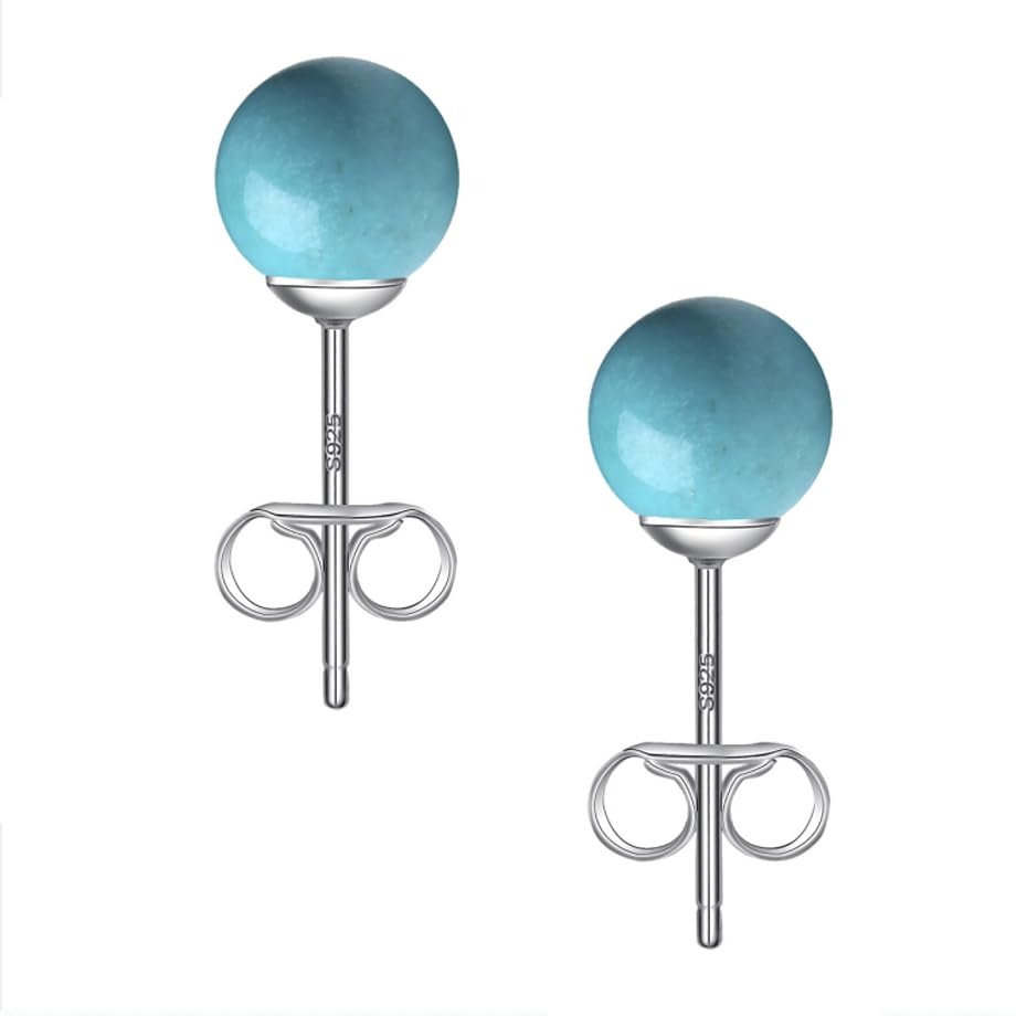 5MM Turquoise Stud Earrings for Women – Sterling Silver Hypoallergenic, Nickel & Lead Free – Natural Pattern Jewelry Gift for Girls & Women – Perfect for Casual Wear, Office & Special Occasions