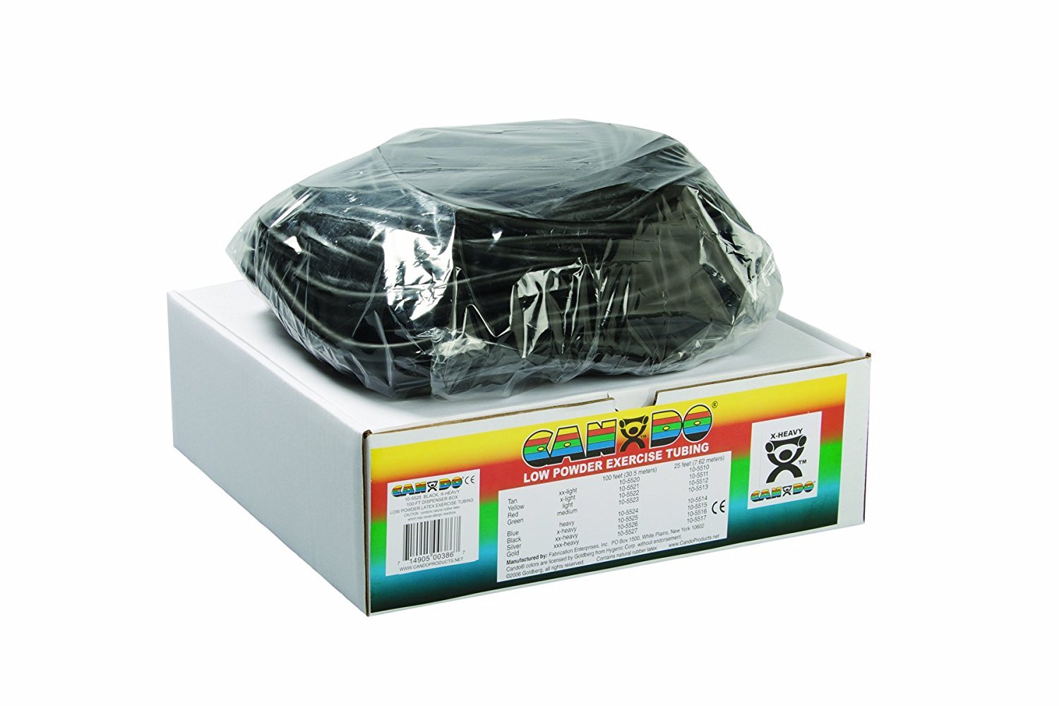 Cando Low Powder Exercise Tubing - 100' Roll/Box (Black) | Resistance Bands for Physical Therapy, Home Workouts & Fitness Training