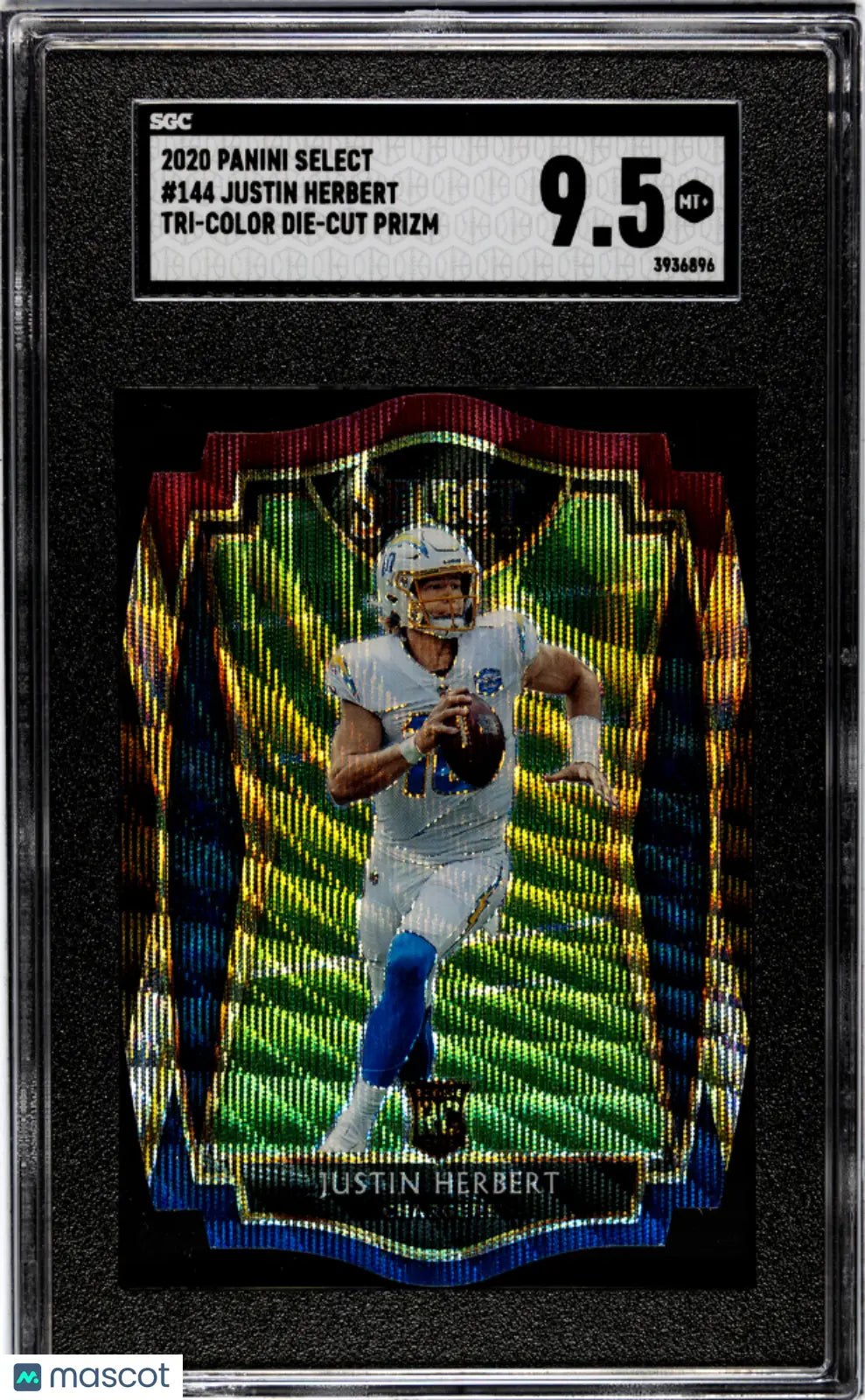 2020 Panini Select Justin Herbert Rookie Card Tri-Color Die-Cut Prizm SGC 9.5 - NFL Collectible for Sports Memorabilia & Trading Card Enthusiasts