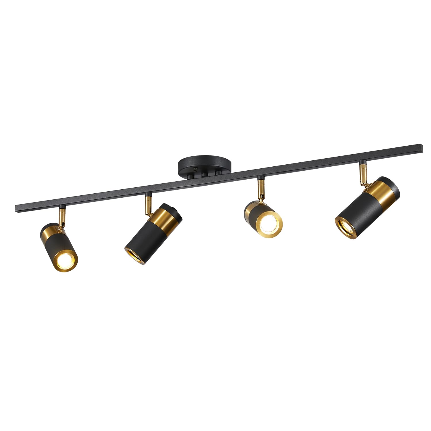 4-Light Matte Black Track Lighting Kit - Modern Flush Mount Ceiling Spotlights for Bedroom, Living Room & Kitchen Island | Dimmable LED Lights for Home Decor & Task Lighting