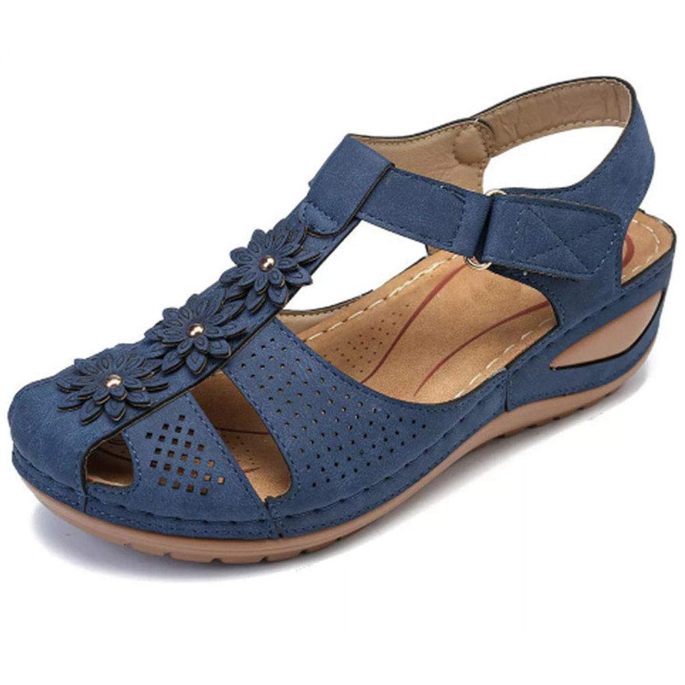 Vimisaoi Women's Comfortable Cutout Hook & Loop Summer Athletic Wedge Sandals - Breathable Walking Shoes for Beach, Gym & Outdoor Activities