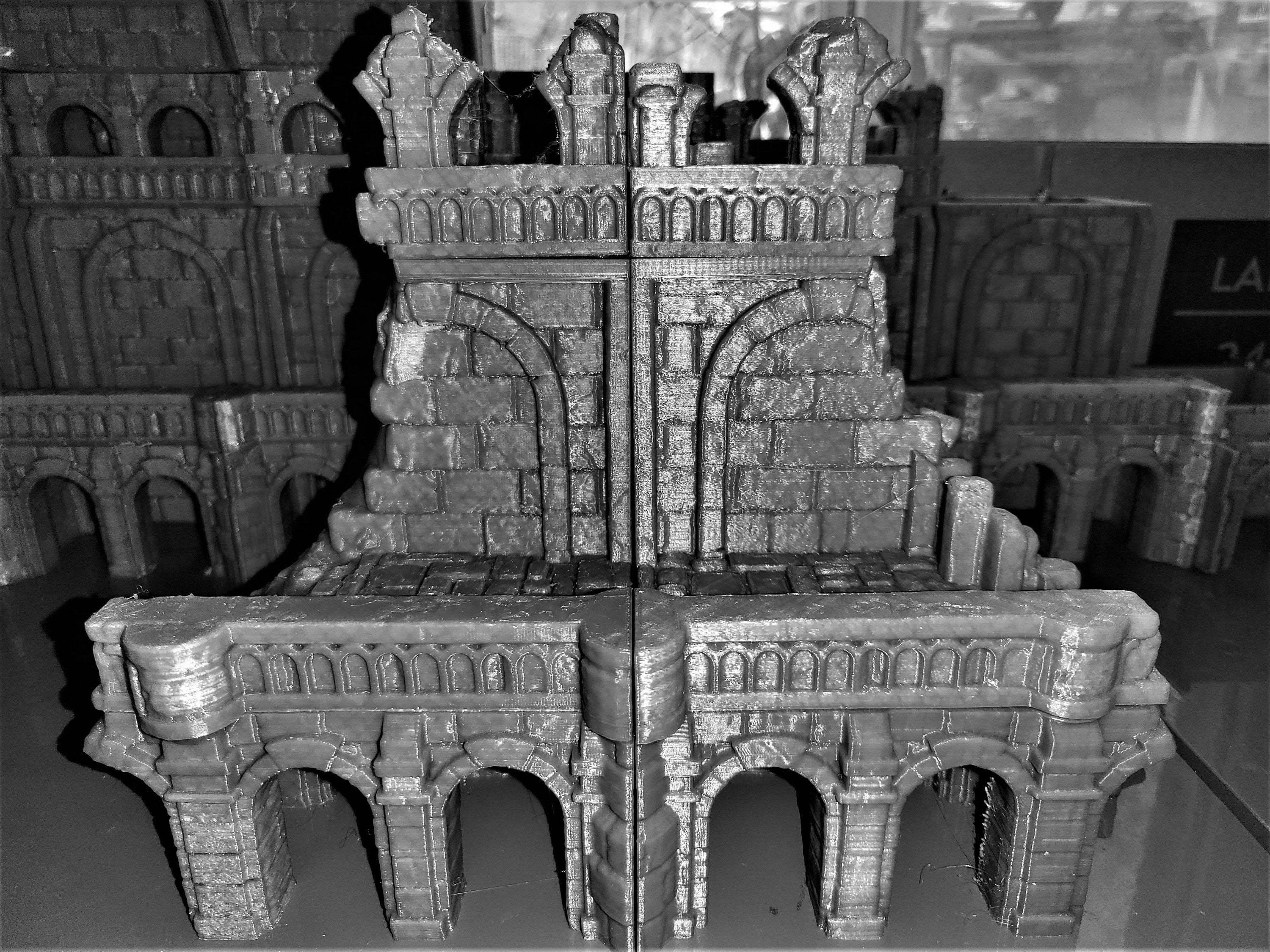 Wall End Ruins & Crumbled Wall Sections - Realistic Dungeons and Dragons Terrain for RPG Battle Maps & Wargaming Scenery