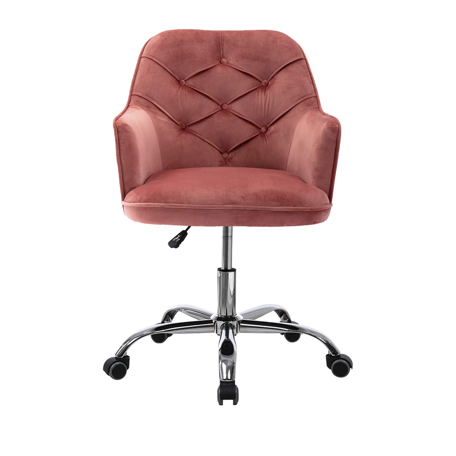 SSLine Velvet Home Office Chair - Modern Velvet Swivel Desk Chair with Adjustable Height, Soft Seat & Accent Armrests | Ergonomic Computer Chair for Work, Gaming & Study | Perfect for Home Office, Executive Workspace & Dorm Room (Bean Red)