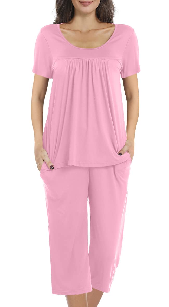 POPYOUNG Women's 2-Piece Pajama Set - Soft Sleepwear Lounge Set with Pockets for Comfortable Nightwear | Perfect for Sleeping, Lounging at Home, and Travel