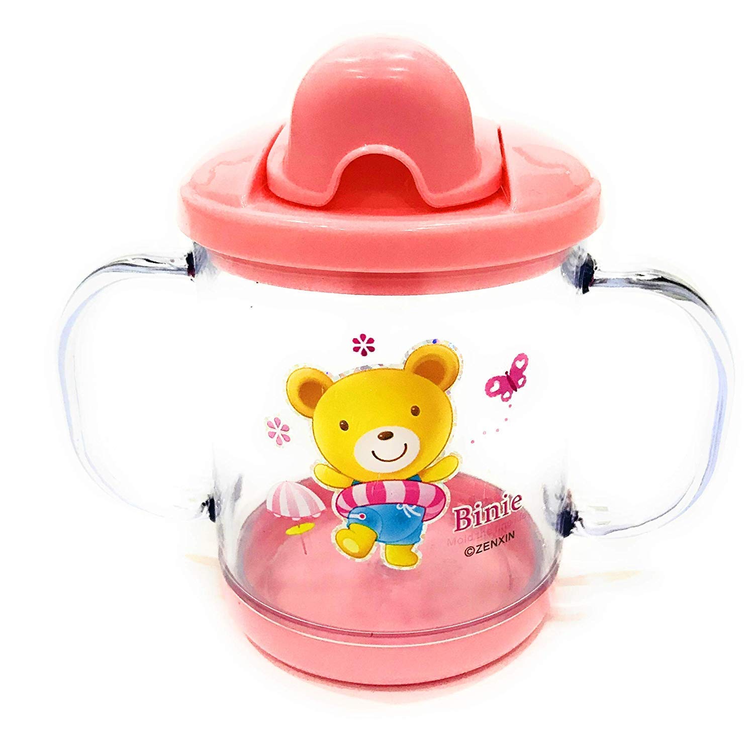 NEPEE BPA-Free Glass Baby Sippy Cup with Spout - 200ml (Pink) | Leak-Proof & Easy-Grip for Toddlers | Ideal for Juice, Milk & Water at Home or On-the-Go