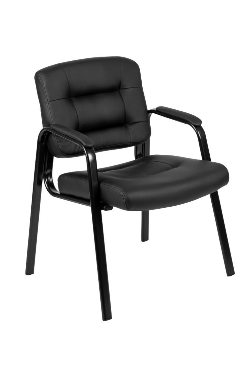 BIFMA Certified Black Leather Executive Reception Chair with Metal Frame - Premium Office Furniture for Reception Areas, Waiting Rooms & Conference Rooms