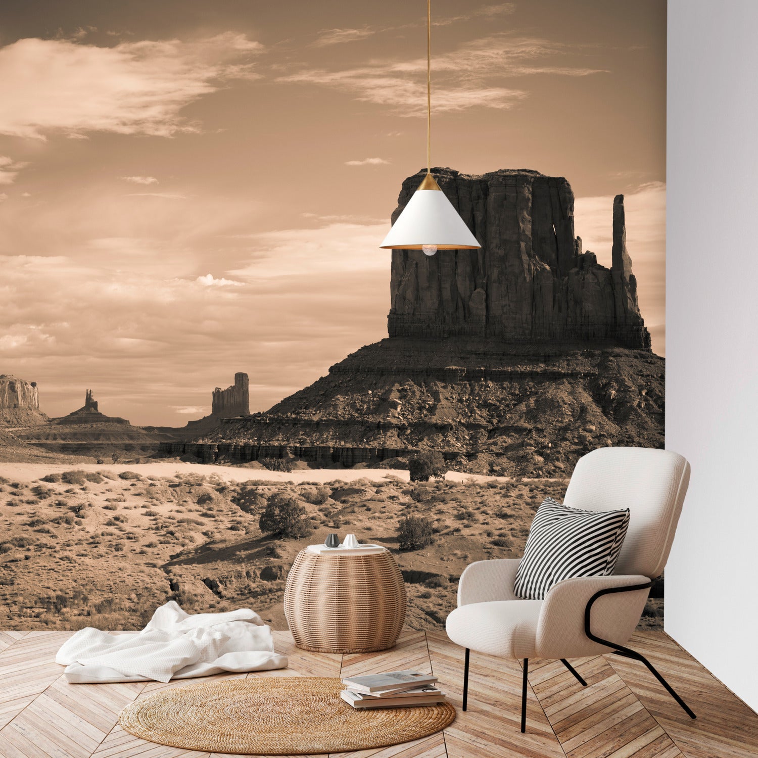 Desert Valley Wall Mural - Stunning Landscape Wallpaper for Home & Office Decor - Perfect for Living Room, Bedroom, or Workspace