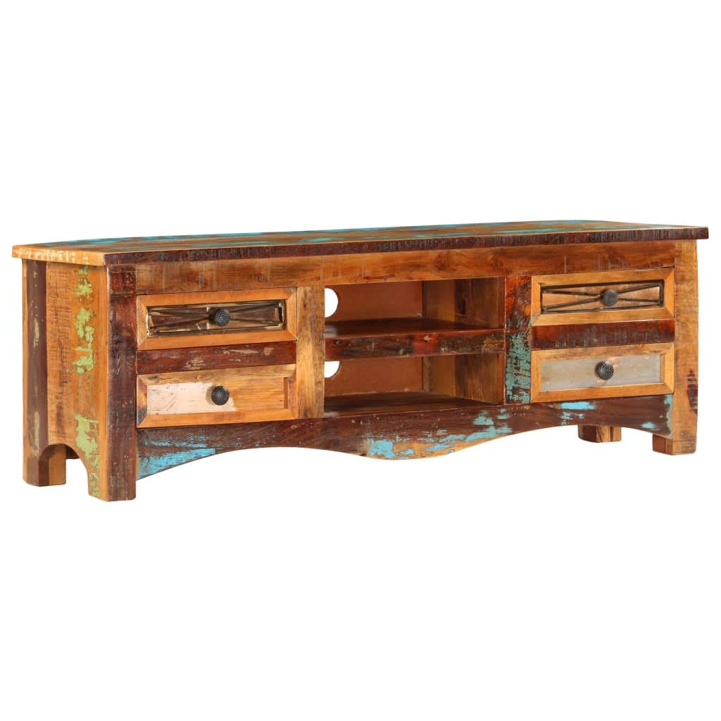 Retro TV Stand with 2 Compartments & 4 Drawers - 47.2