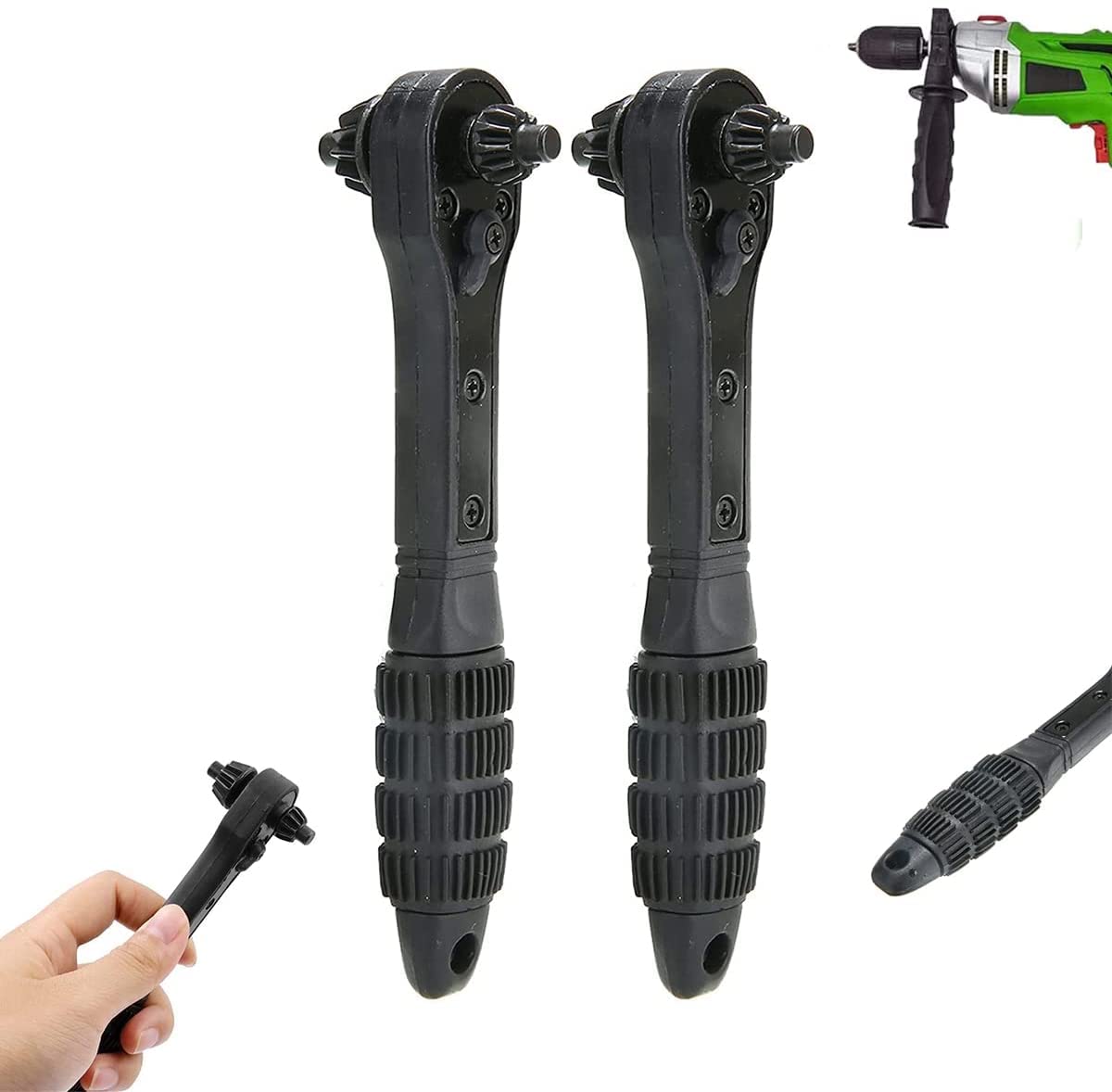 2 in 1 Drill Chuck Ratchet Spanner Set - 2PCS Universal Drill Chuck Key Wrench for Power & Hammer Electric Drills - Perfect for DIY Projects, Home Repairs, and Professional Workshop Use