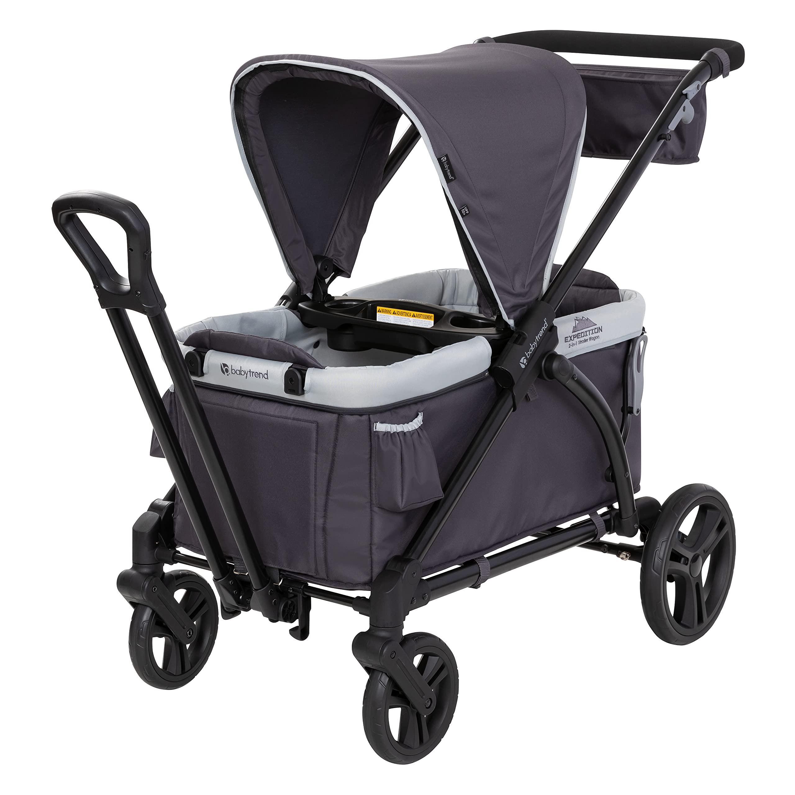 Baby Trend Expedition Stroller Wagon - All-Terrain 4-in-1 Convertible Push Wagon with Canopy & Storage | Liberty Midnight | Perfect for Family Outings, Beach Trips, and Park Adventures