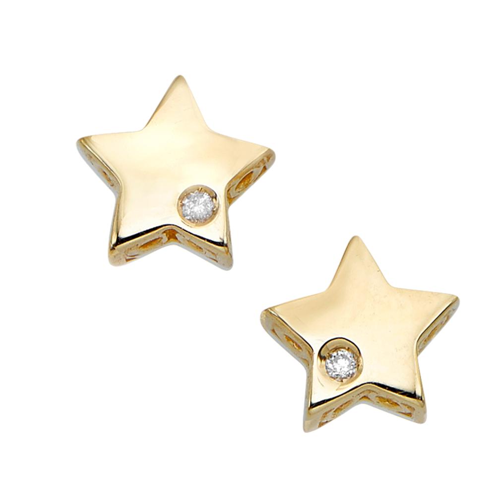 14K Gold .01ct Diamond Star Stud Earrings for Women - Celestial Dainty Jewelry for Everyday Wear & Special Occasions