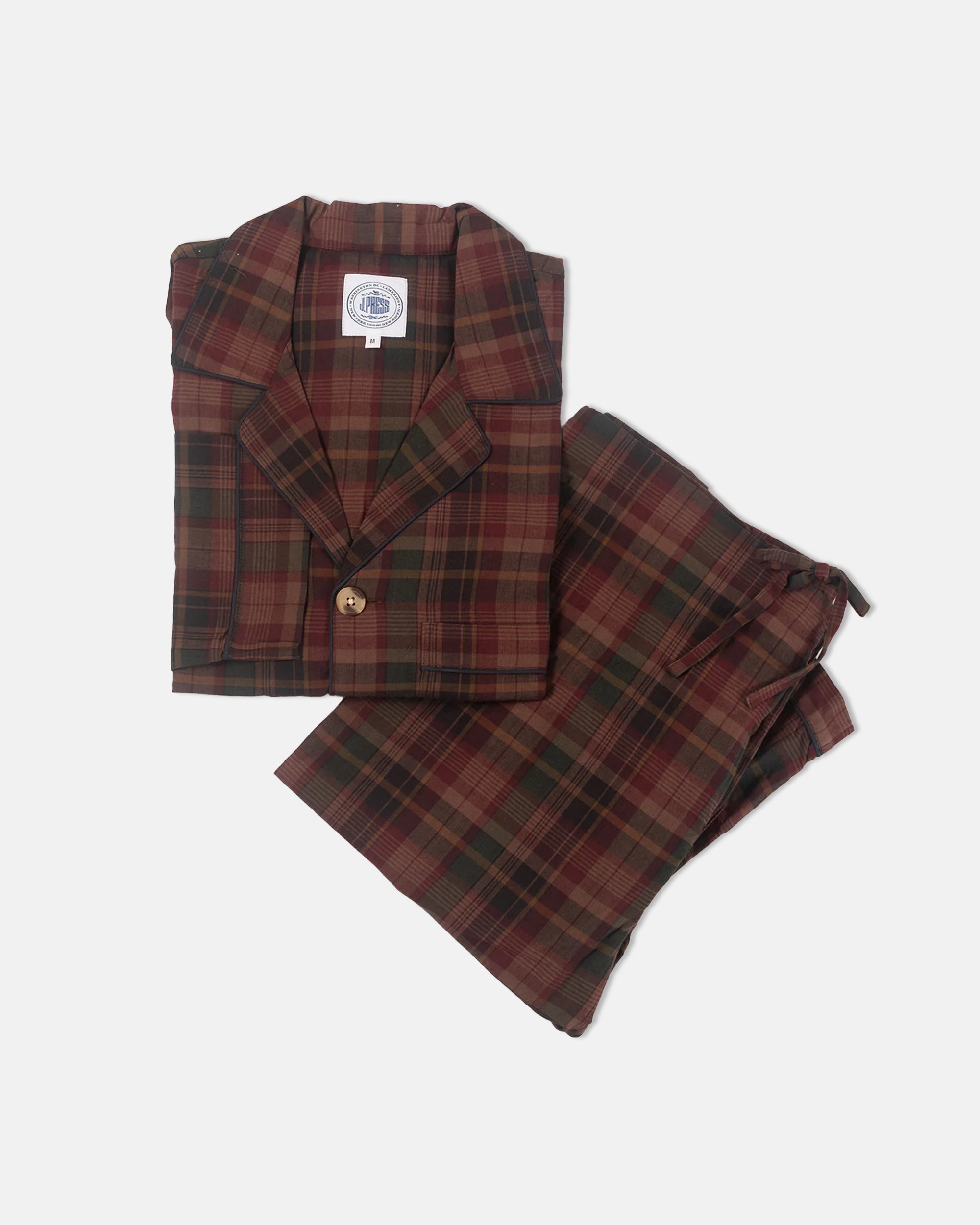 Organic Cotton Tea-Stained Madras Pajama Set for Men & Women - Comfortable Sleepwear for Lounge & Travel - Perfect for Cozy Nights & Relaxing at Home