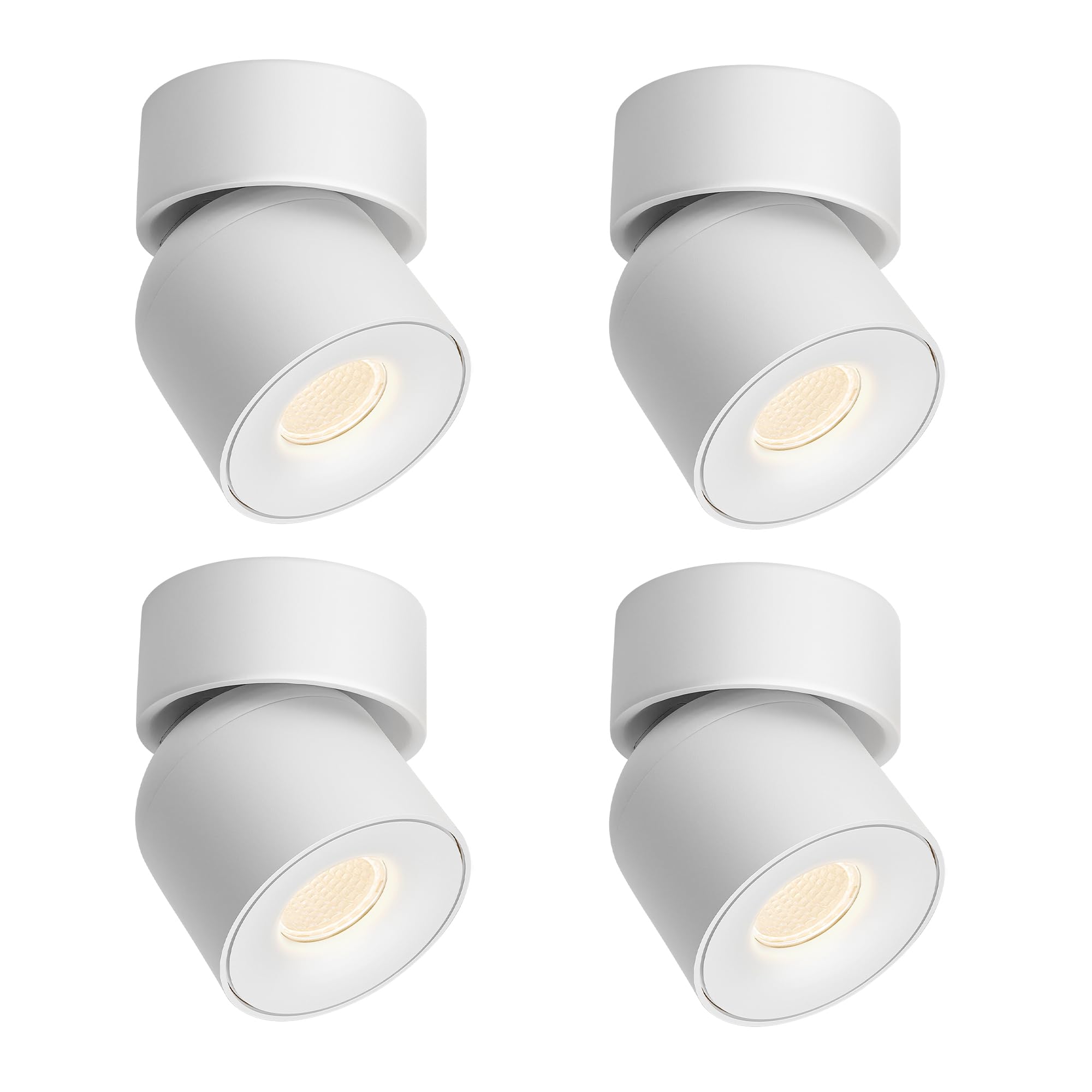 Aisilan 4-Pack LED Dimmable Adjustable Ceiling Spotlights - 7W 3000K Aluminum Recessed Lighting Fixtures with CRI 97 - Surface Mount Indoor Spot Lights for Living Room, Hallway, Corridor (White) - Perfect for Accent Lighting and Home Decoration