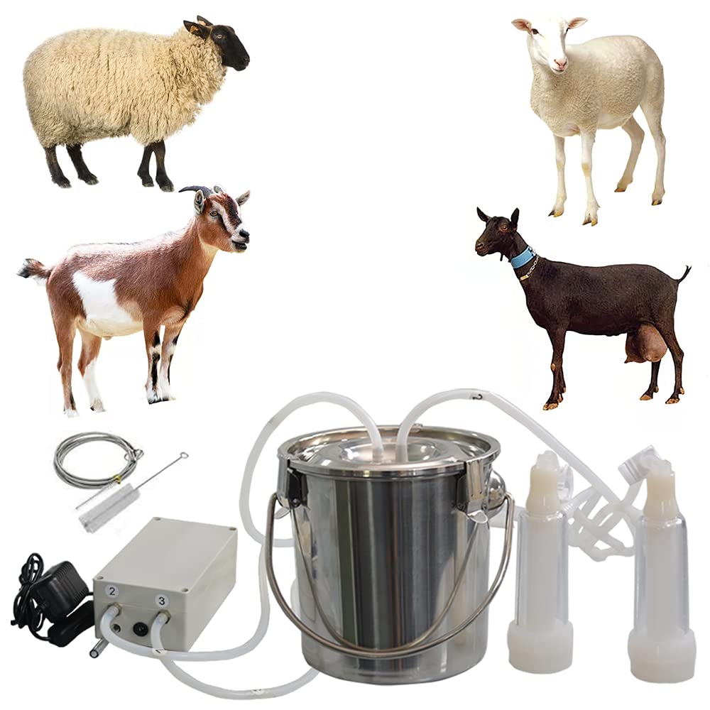 **Portable Milking Machine for Goats & Cows - 3L Stainless Steel Bucket Vacuum Pump Milker with Pulsation - Ideal for Jerseys, Nigerian Dwarfs, Nubian Mix - Perfect for Small Farms & Homesteads**