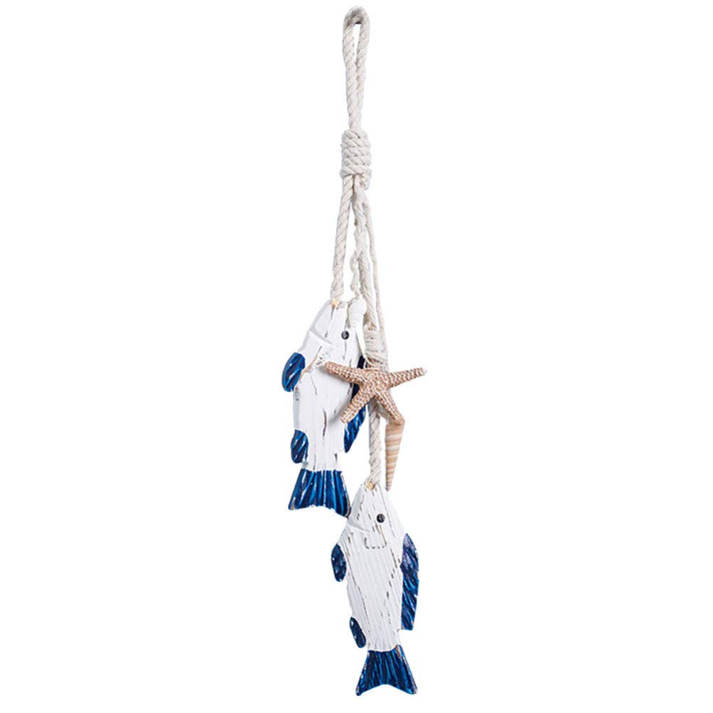 Garneck Wooden Fish Wall Decor - Nautical Rope Hanging Ornament for Beach, Ocean & Coastal Themed Home - Perfect for Bedroom, Living Room, Window, Corridor, Garden & Office - Adds Coastal Charm to Any Space