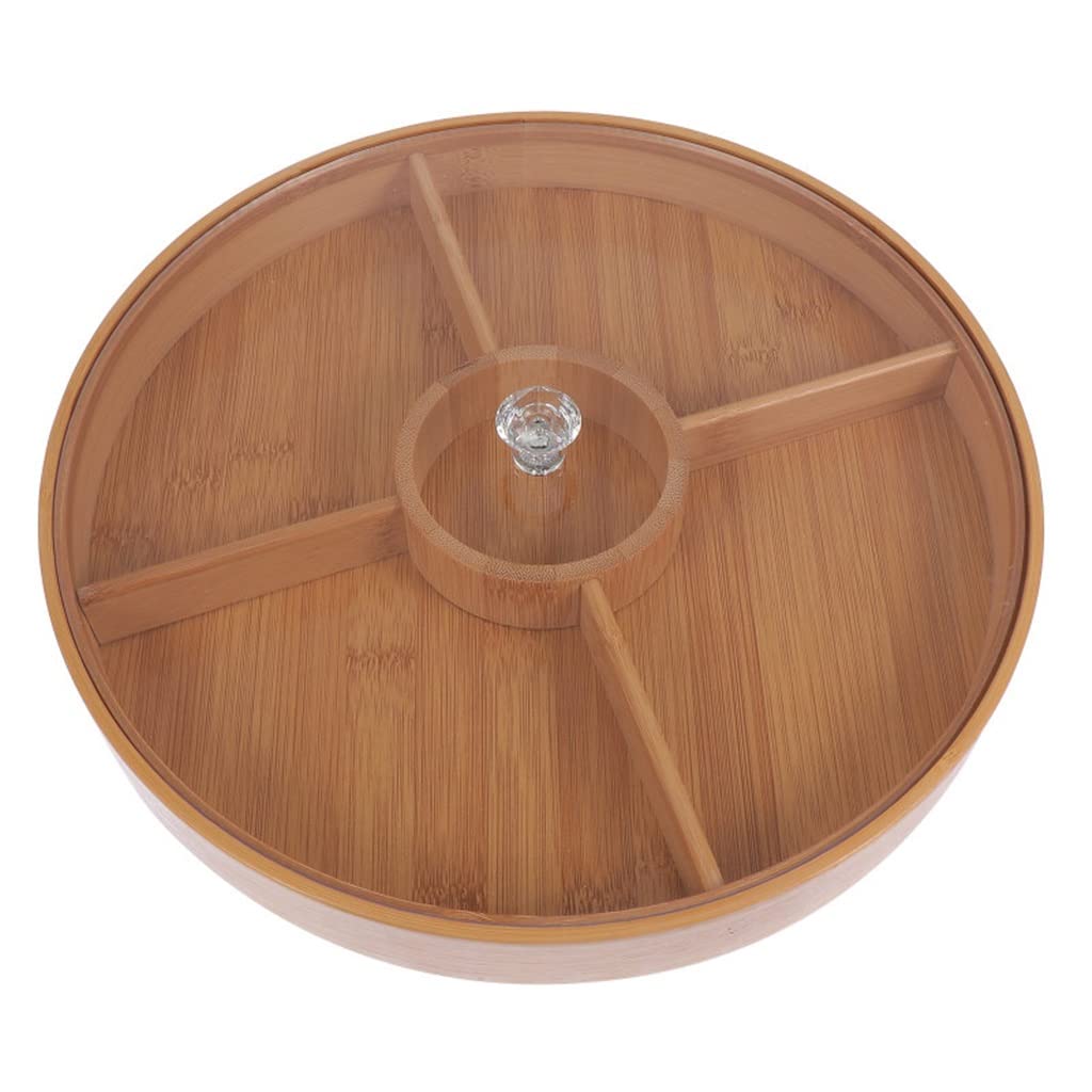 Bamboo Snack Tray with Lid - 30x30x4cm Food Storage Container for Dried Fruits, Nuts, Cheese | Eco-Friendly Kitchen Organizer for Parties, Picnics & Home Use (Khaki)