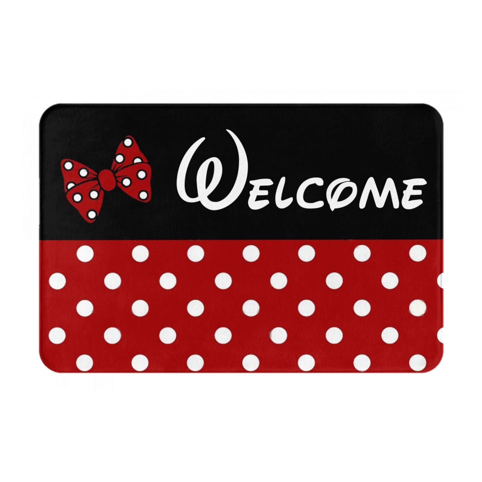 Polka Dot Red Bow Non-Slip Doormat for Home & Bathroom Decor