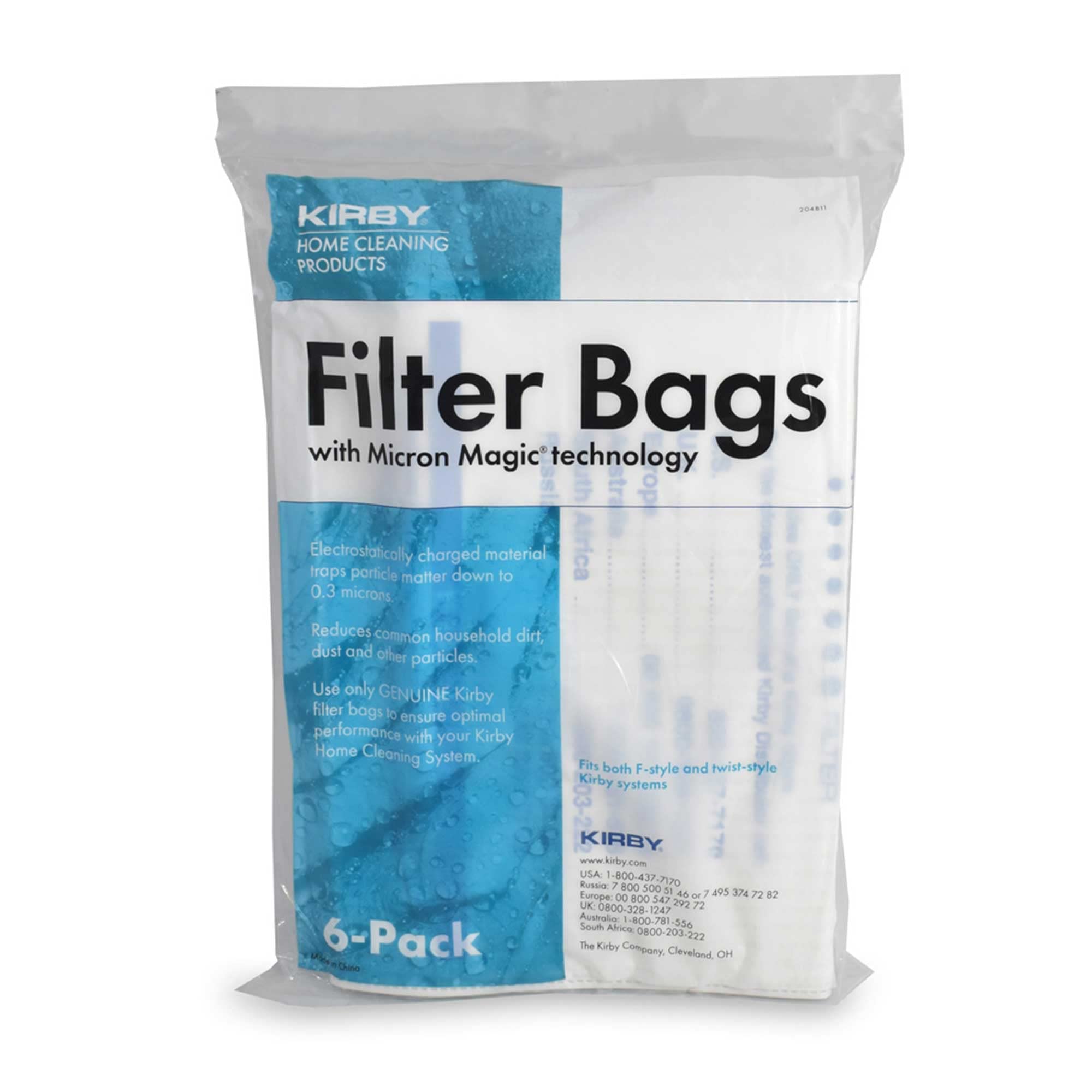 KIRBY Vacuum System Filter Bags with Micron Magic Technology - 6 Pack (Part 204811) | Premium HEPA Filtration for Pet Hair, Dust & Allergens | Ideal for Home Cleaning & Allergy Relief